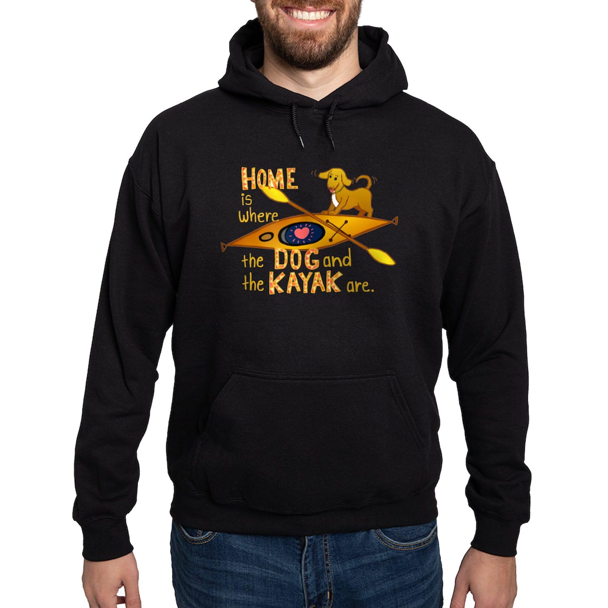 Dog And Kayak Hoodie for Men - Dark Regular Fit Pullover Hooded Sweatshirt | Comfortable & Stylish for Outdoor Adventures, Casual Wear & Dog Lovers