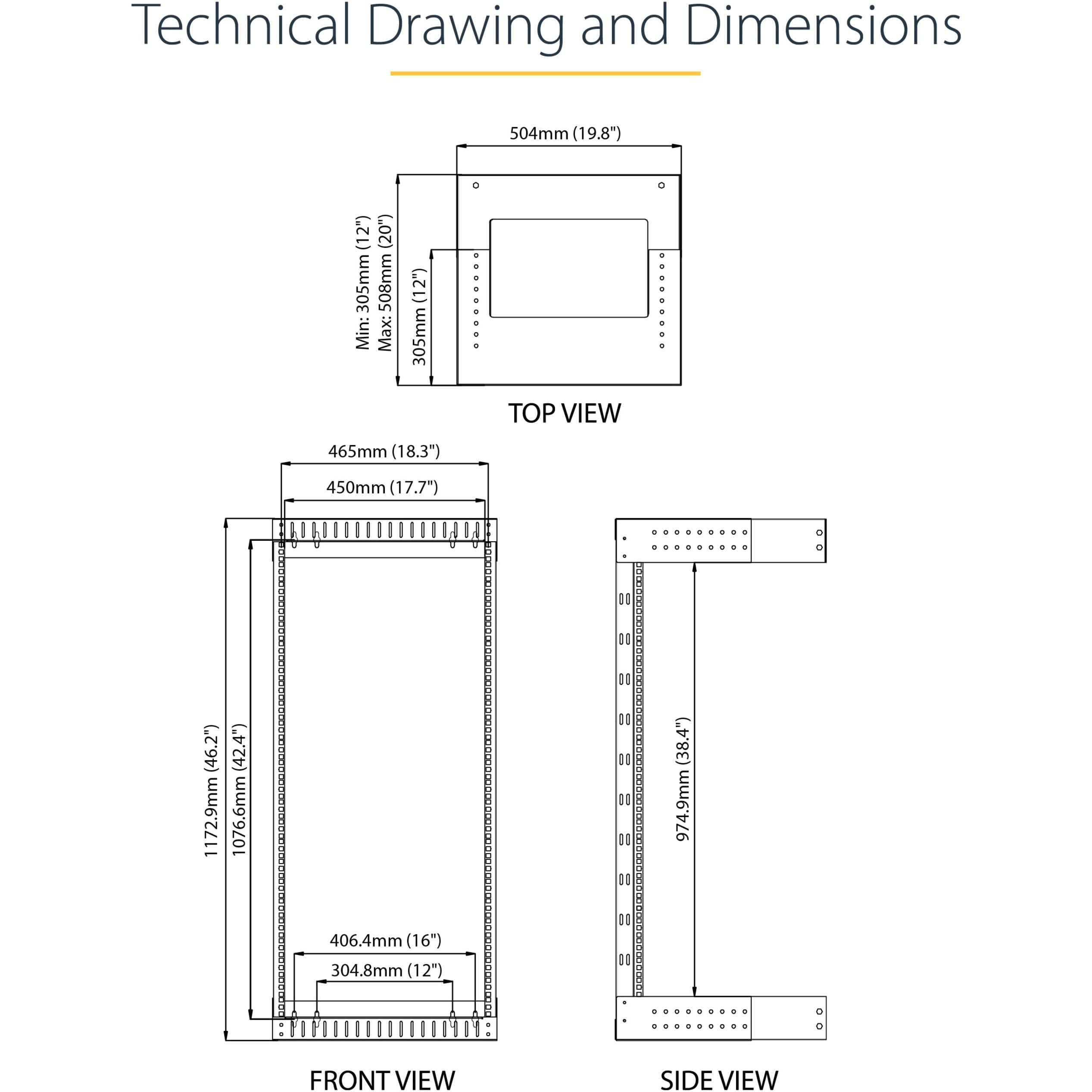 StarTech.com 24U Heavy-Duty 2-Post Wall Mount Server Rack - 19