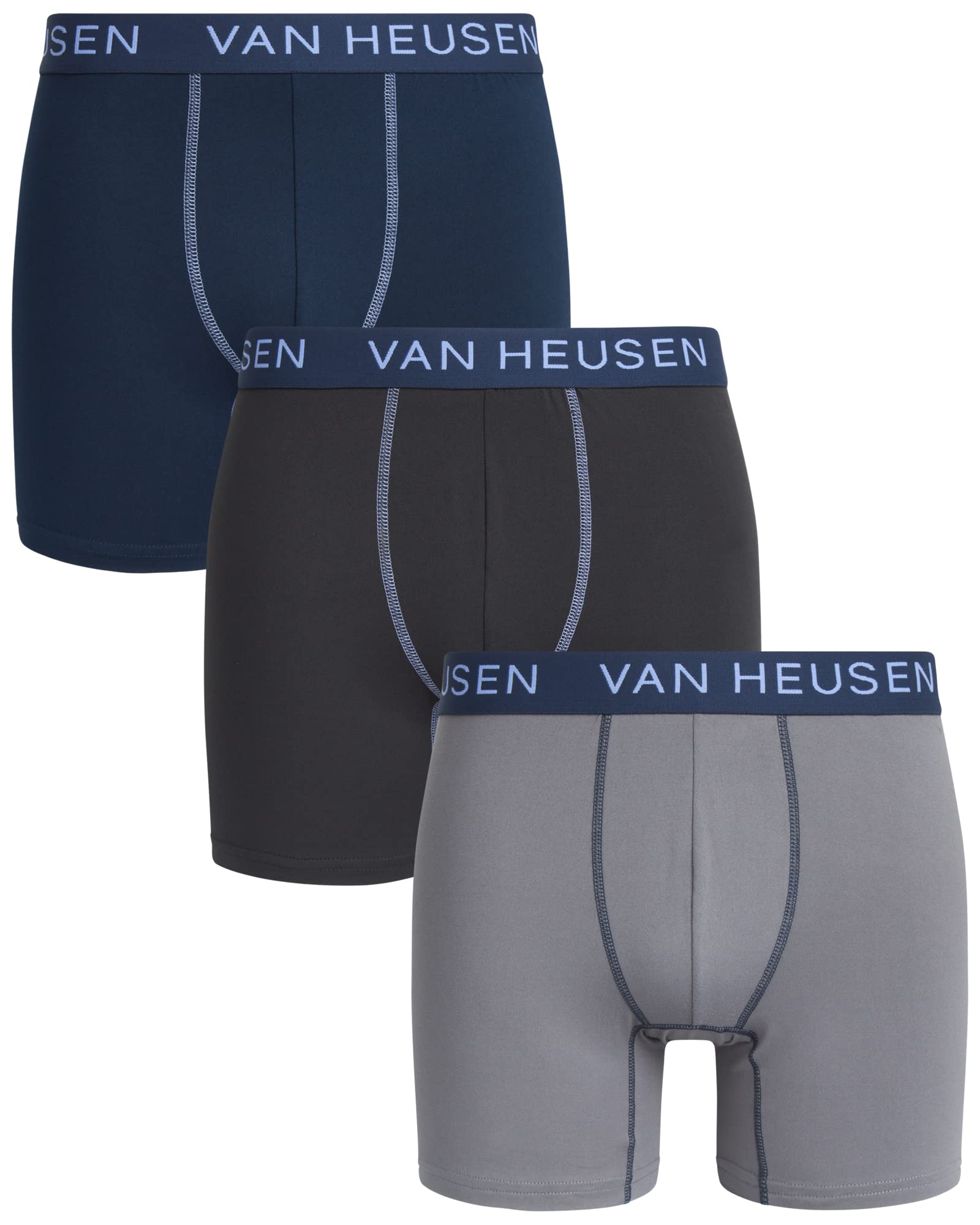 Van Heusen Men's Boxer Briefs 3-Pack - Stretch Comfort Underwear with Contour Pouch - Breathable Cotton Boxers for Men (S-XL) - Perfect for Workout, Travel & Everyday Wear