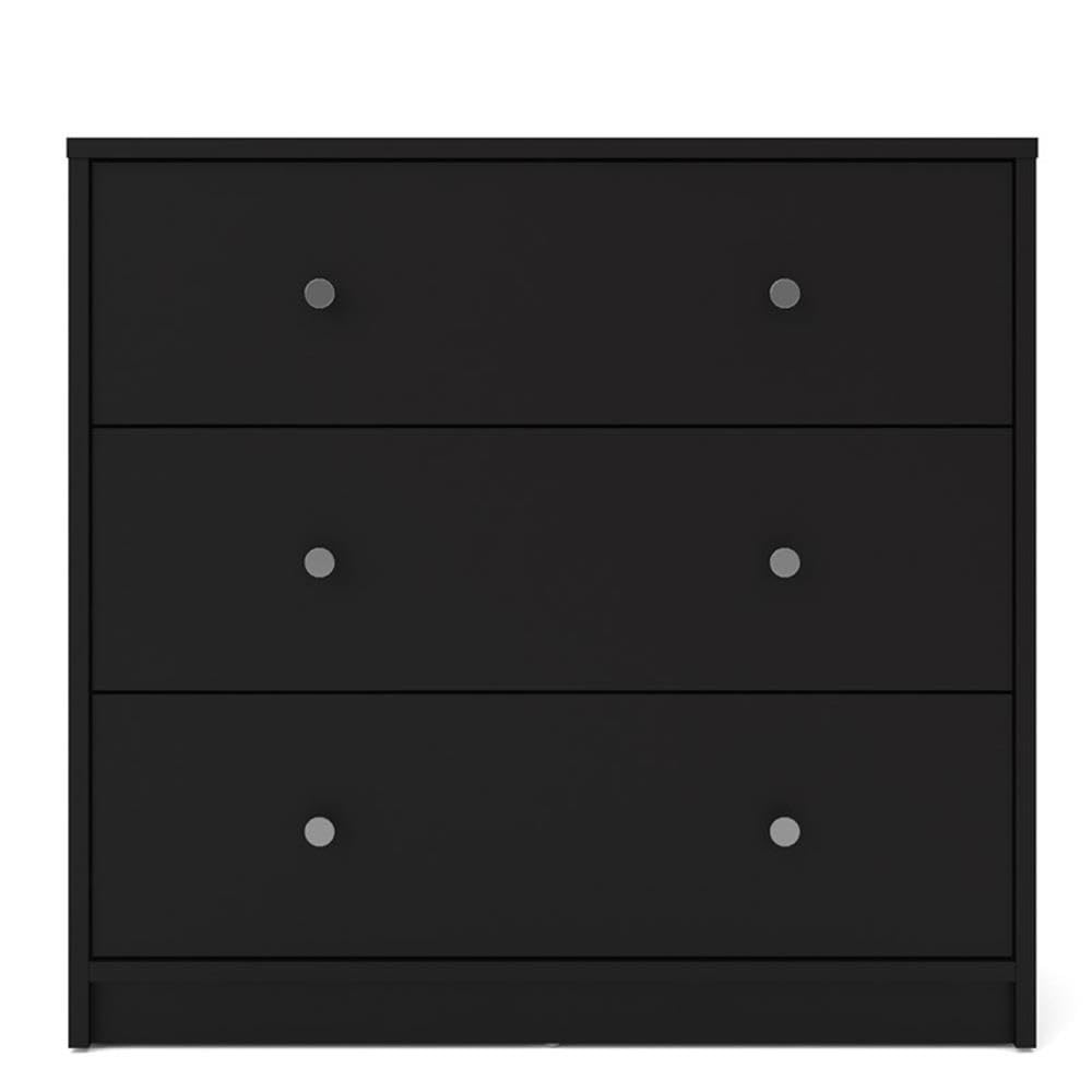 Home Square Set of 4 - 1-Drawer Nightstand & 3-Drawer Dresser in Black | Bedroom Furniture for Storage & Organization