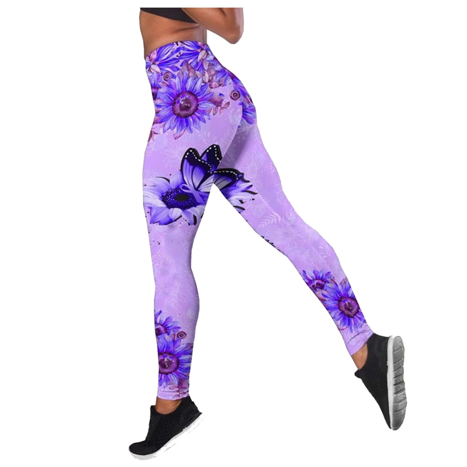Aimalk Women's High Waisted Yoga Pants - Workout Leggings for Gym, Running & Fitness - Breathable Printed Tights for Yoga, Pilates & Lounge Wear