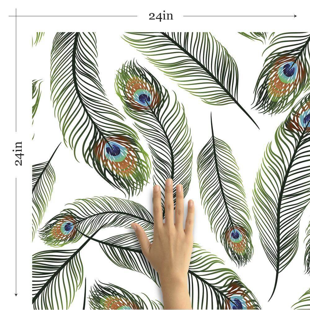 White & Turquoise Bird Animal Peel and Stick Removable Wallpaper - Self-Adhesive Decorative Wall Covering for Bedroom, Nursery, Living Room & Home Decor