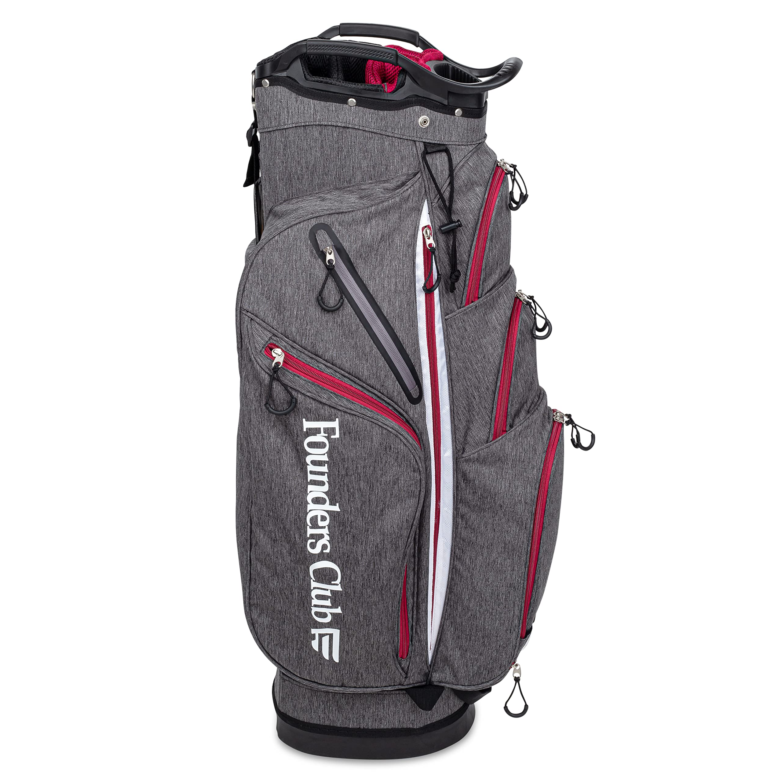 Founders Club Franklin Golf Push Cart Bag - Lightweight 15-Way Divider with Full Rain Cover - Secure Push Cart Base & External Putter Tube - Perfect for Golf Course & Driving Range - Embroidery Panel for Personalization