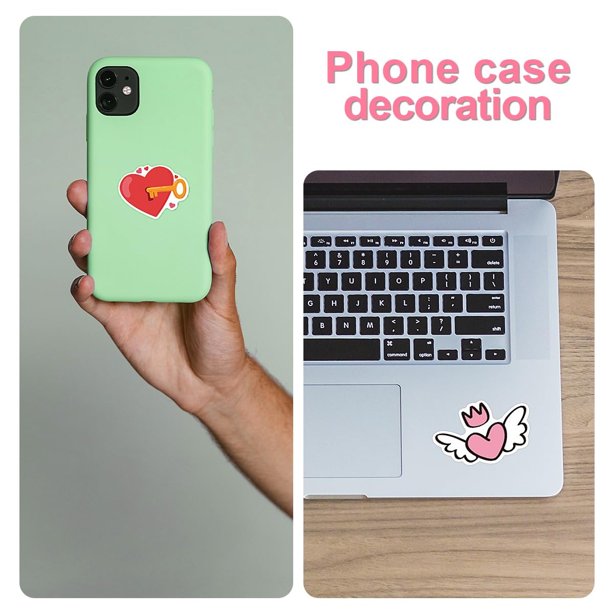 100PCS Heart Shape Love Stickers - Waterproof Vinyl Stickers for Valentine's Day, Wedding, Luggage, Laptop & Gift Decorations - Perfect for DIY Crafts, Scrapbooking & Romantic Letter Decoration