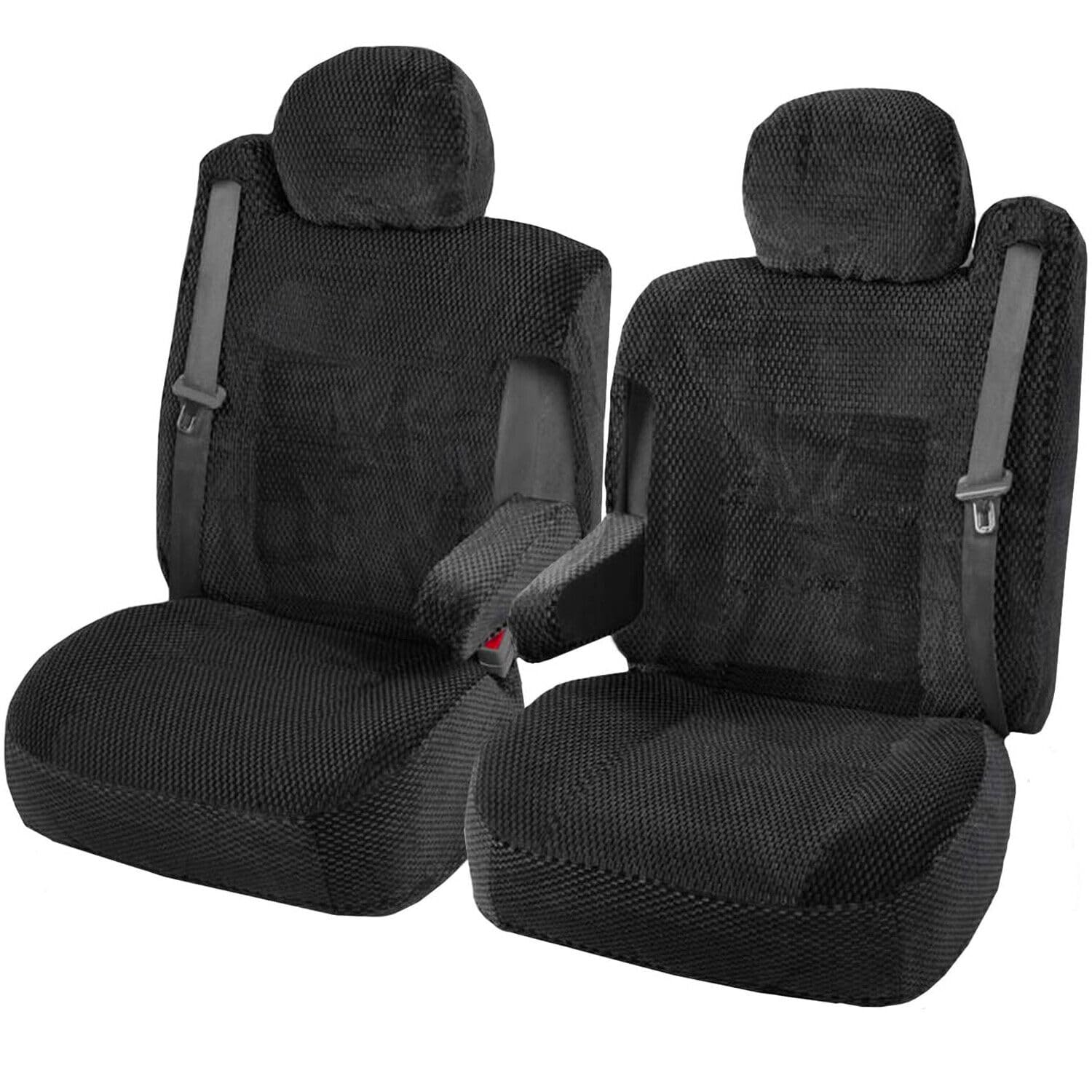 Custom Fit Seat Covers with Built-in Seat Belt Openings & Armrest for 2001-2006 Chevy Silverado/Tahoe/Suburban & GMC Yukon/Sierra - Scottsdale Black - Durable Protection for Trucks & SUVs (Road Trips, Off-Roading, Daily Commute)