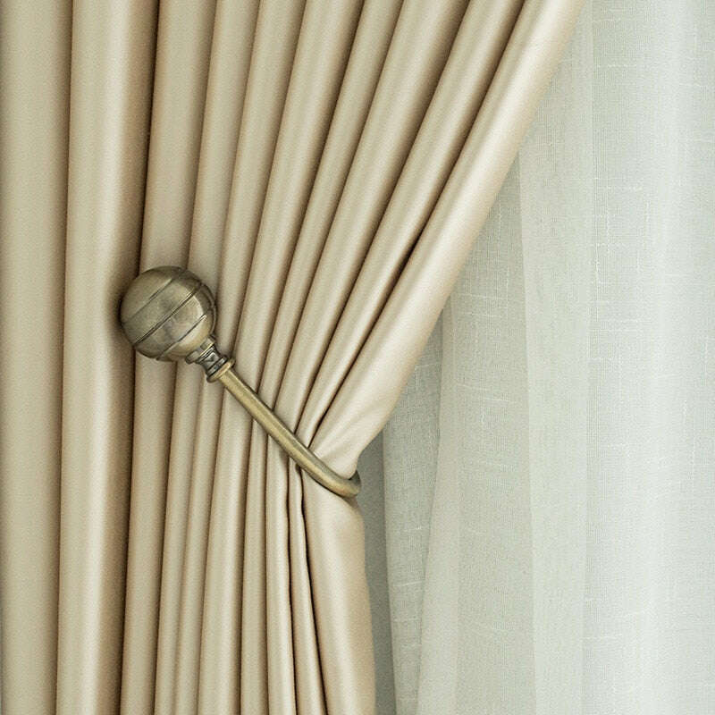 Premium Faux Silk Plain Curtains for Living Room & Bedroom - Elegant Beige Window Drapes for Home Decor