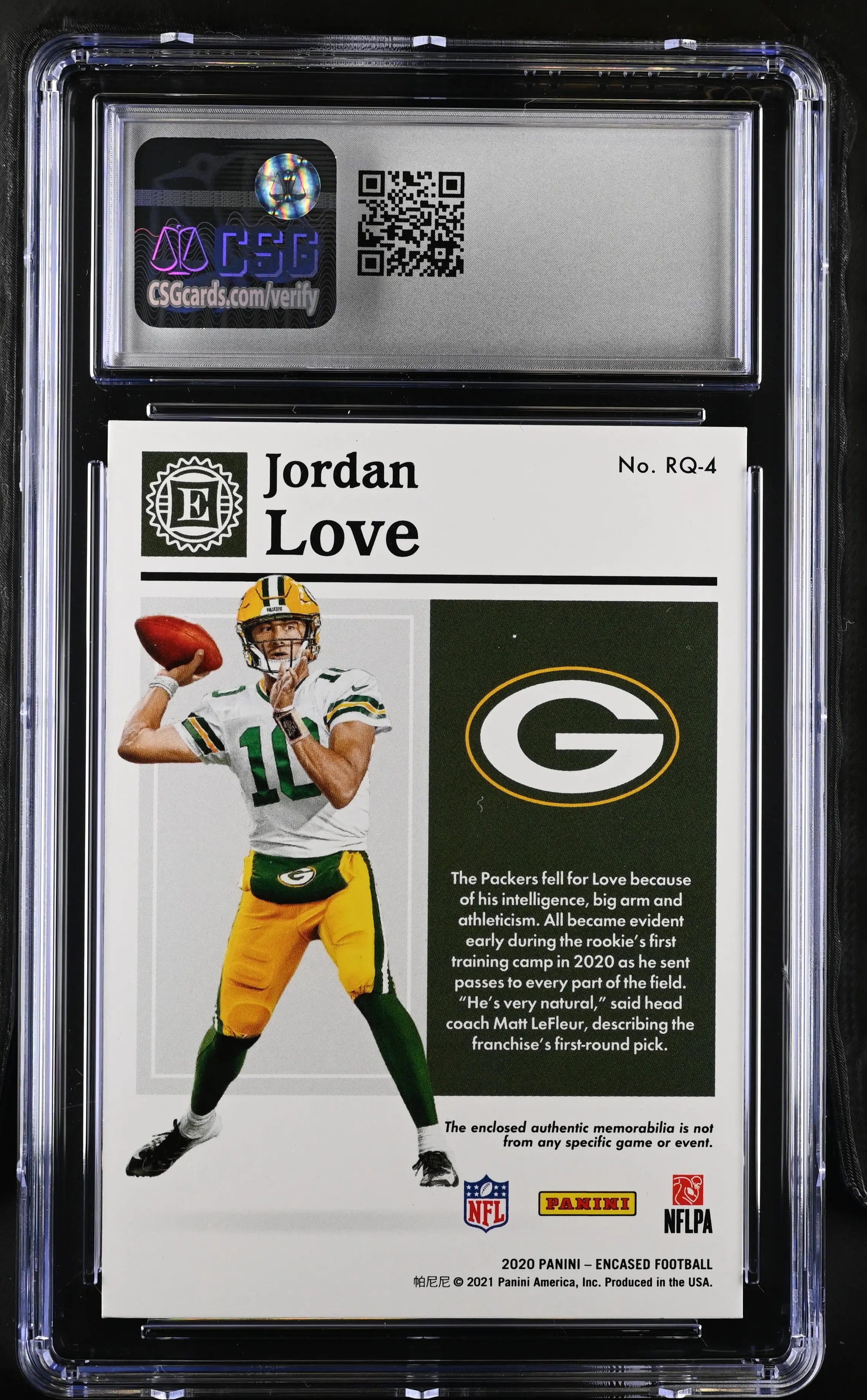 2020 Panini Encased Football Jordan Love Rookie Card Sapphire Quad Memorabilia CGC 9/50 - Rare Collectible for NFL Fans & Sports Memorabilia Collectors - Perfect for Display, Investment & Trading Cards Enthusiasts
