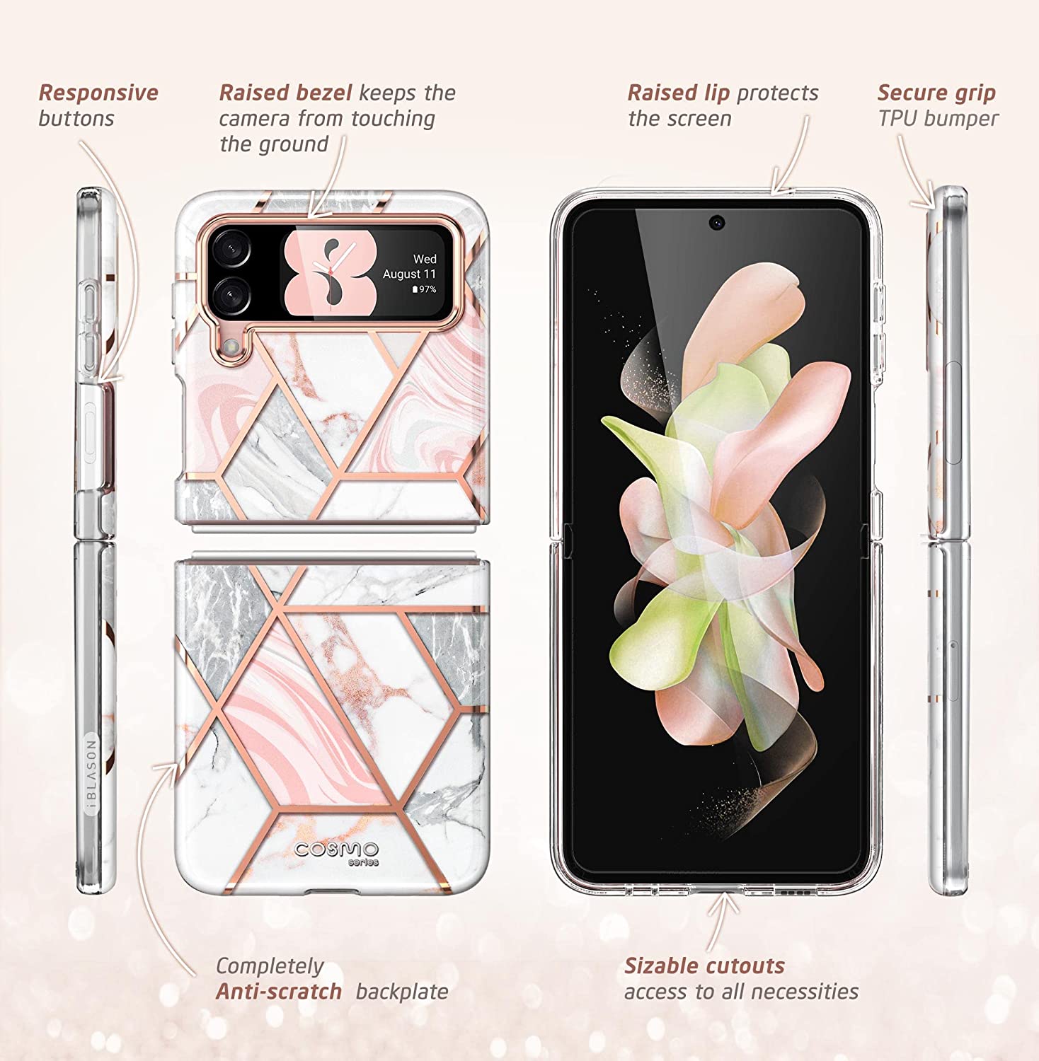 Samsung Galaxy Z Flip 4 5G Protective Case - Slim Stylish Marble Design Bumper Cover | Shockproof & Scratch Resistant | Perfect for Everyday Use, Travel & Work