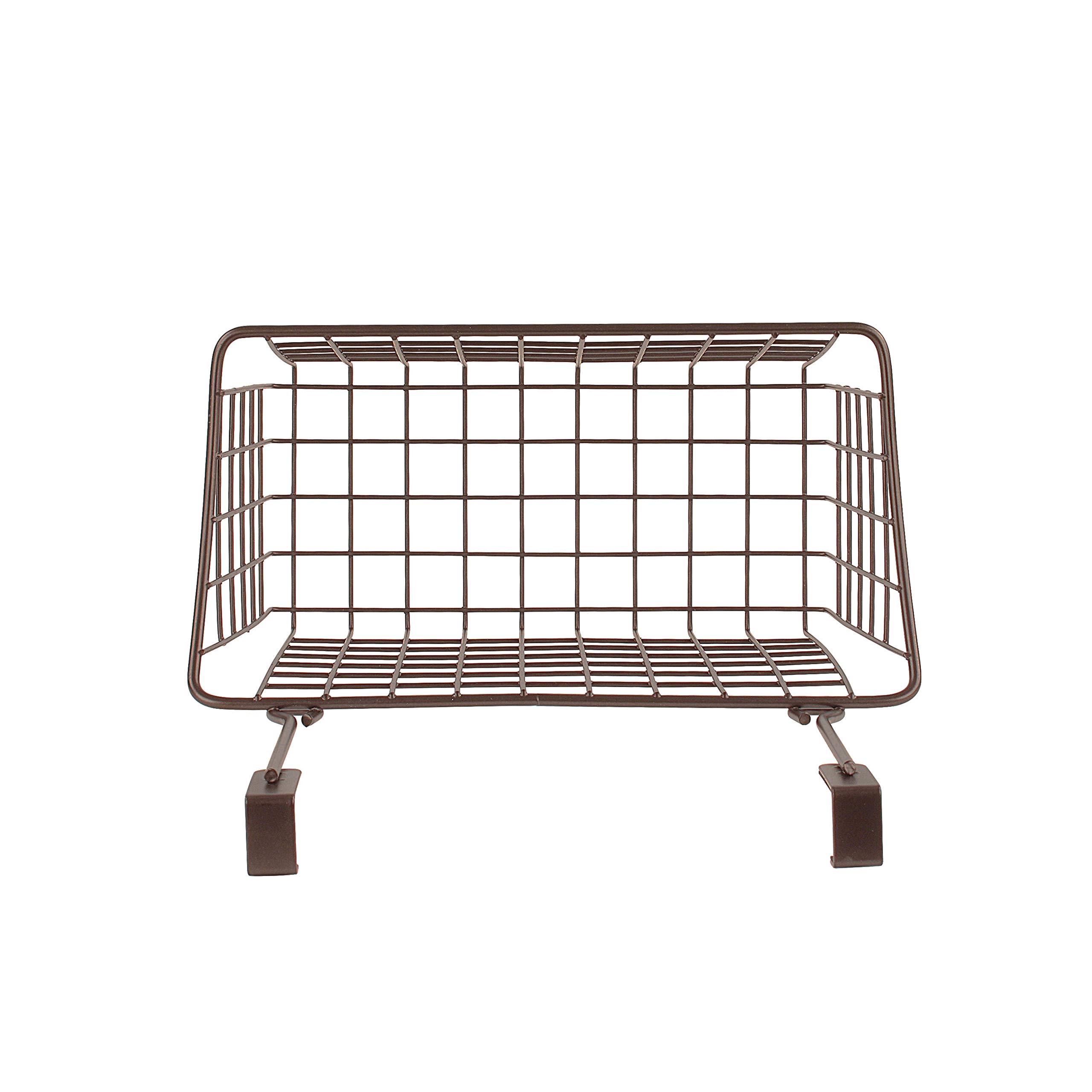 **Bronze Grid Over Cabinet Wire Basket - Medium Spectrum Hanging Organizer for Kitchen, Bathroom & Laundry - Perfect for Storing Cleaning Supplies, Washcloths & Hand Towels - Space-Saving Storage Solution**
