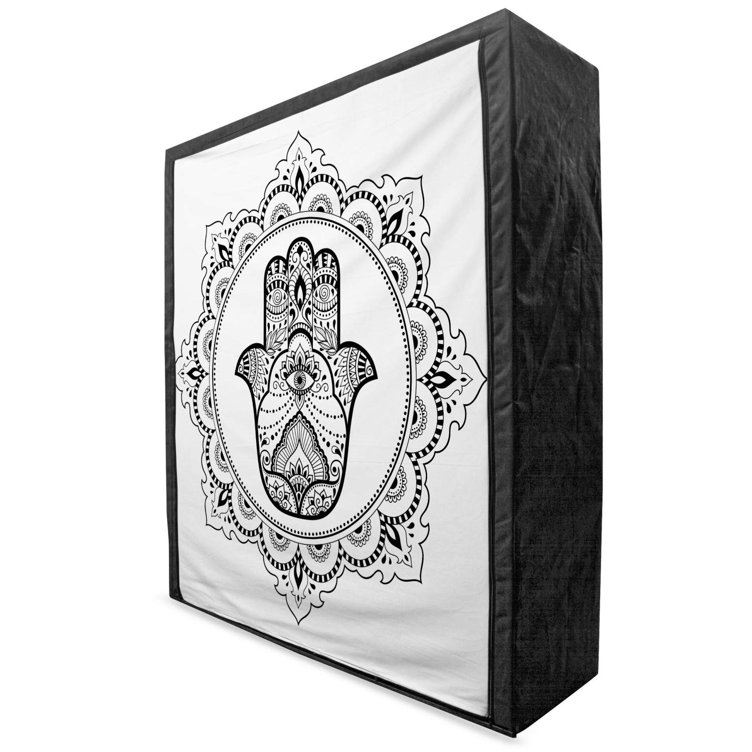 Ambesonne Hamsa Portable Fabric Wardrobe with Round Mandala Oriental Floral Design - 59
