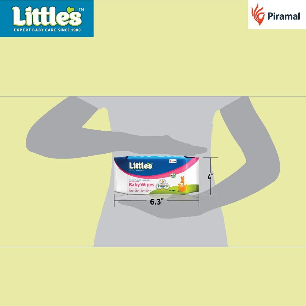 Little's Soft Cleansing Baby Wipes with Lid | 240 Count (3 Packs of 80) | Extra Thick & Moist Hypoallergenic Wipes for Sensitive Skin | Enriched with Aloe Vera, Vitamin E & Jojoba Oil to Prevent Diaper Rash | Perfect for Diaper Changes, On-the-Go Cleaning & Baby Care Essentials