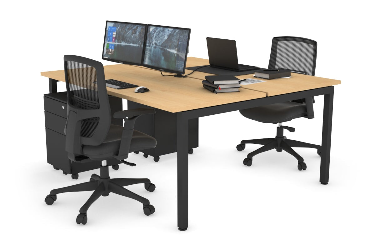 Quadro Square Legs 2 Person Office Workstation Desk - 1200L x 700W Modern Shared Workspace Solution for Home & Business Offices