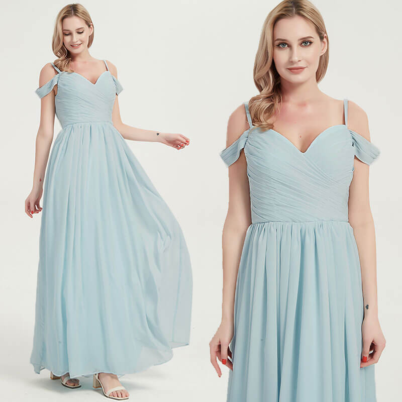 Elegant Cabernet Cold Shoulder Spaghetti Straps Pleated Chiffon Bridesmaid Dress for Weddings, Parties & Formal Events