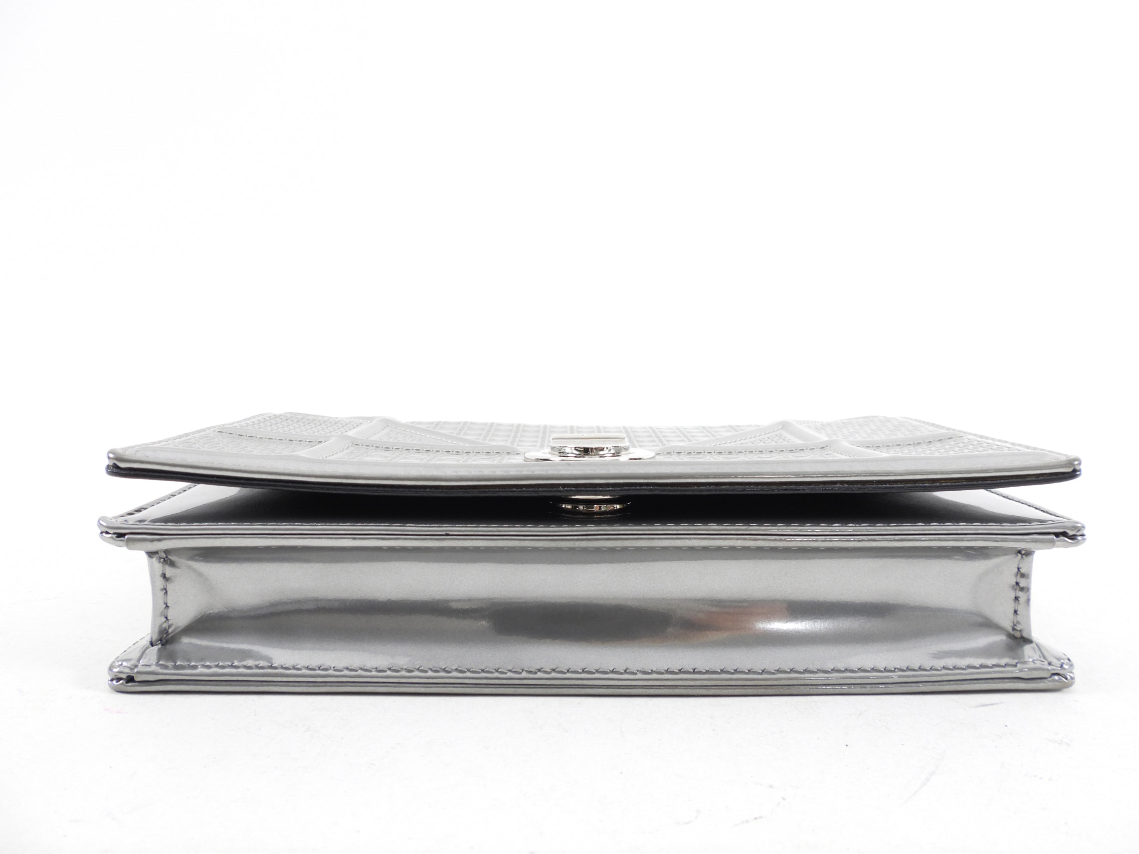 Dior Silver Microcannage Diorama Wallet on Chain - Luxury Crossbody Bag for Women, Perfect for Evening Parties & Special Occasions
