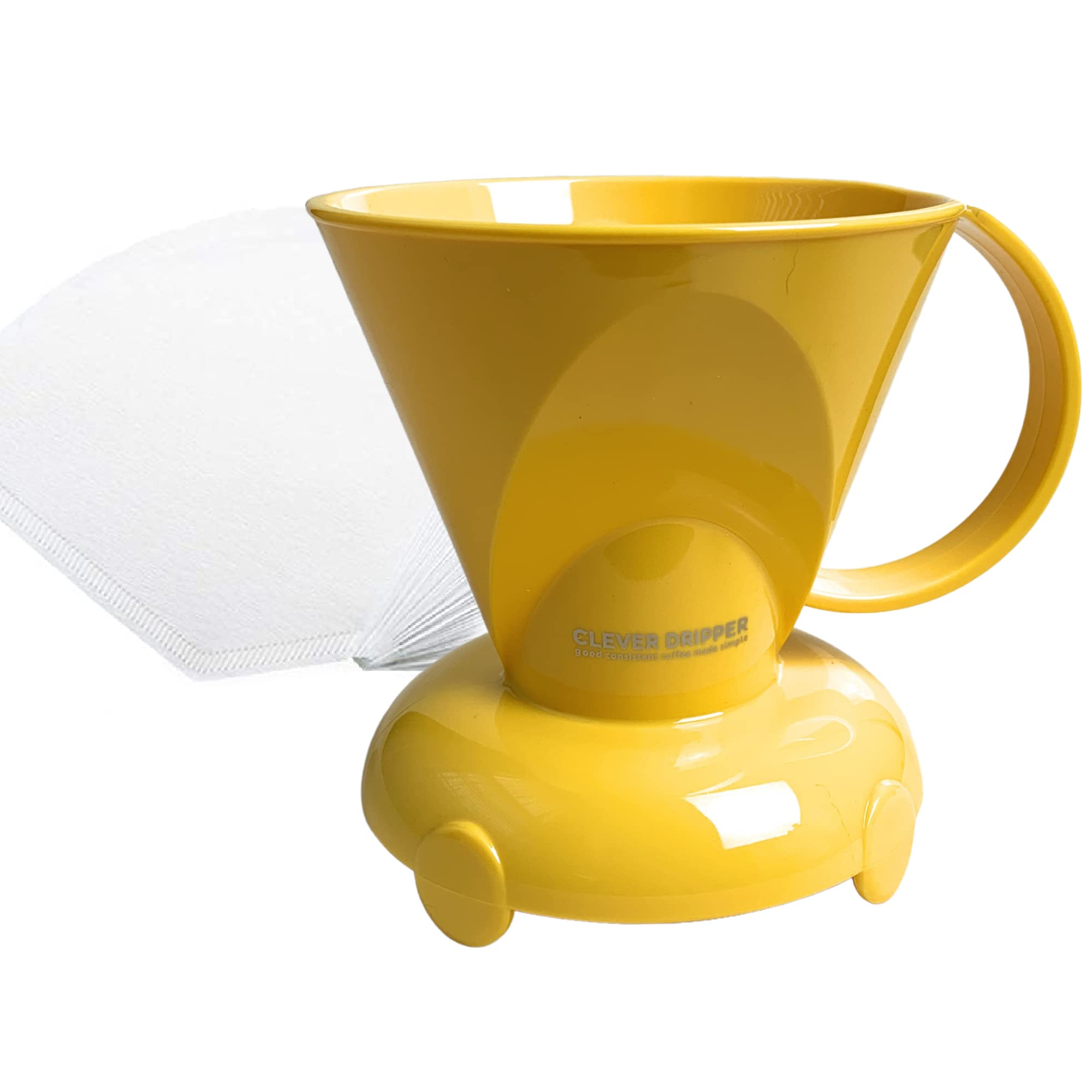 Clever NEW Yellow Coffee Dripper - BPA-Free Plastic Manual Pour Over Coffee Maker (10 Fl Oz) for Hot & Cold Brew - Perfect for Home, Office & Camping Use