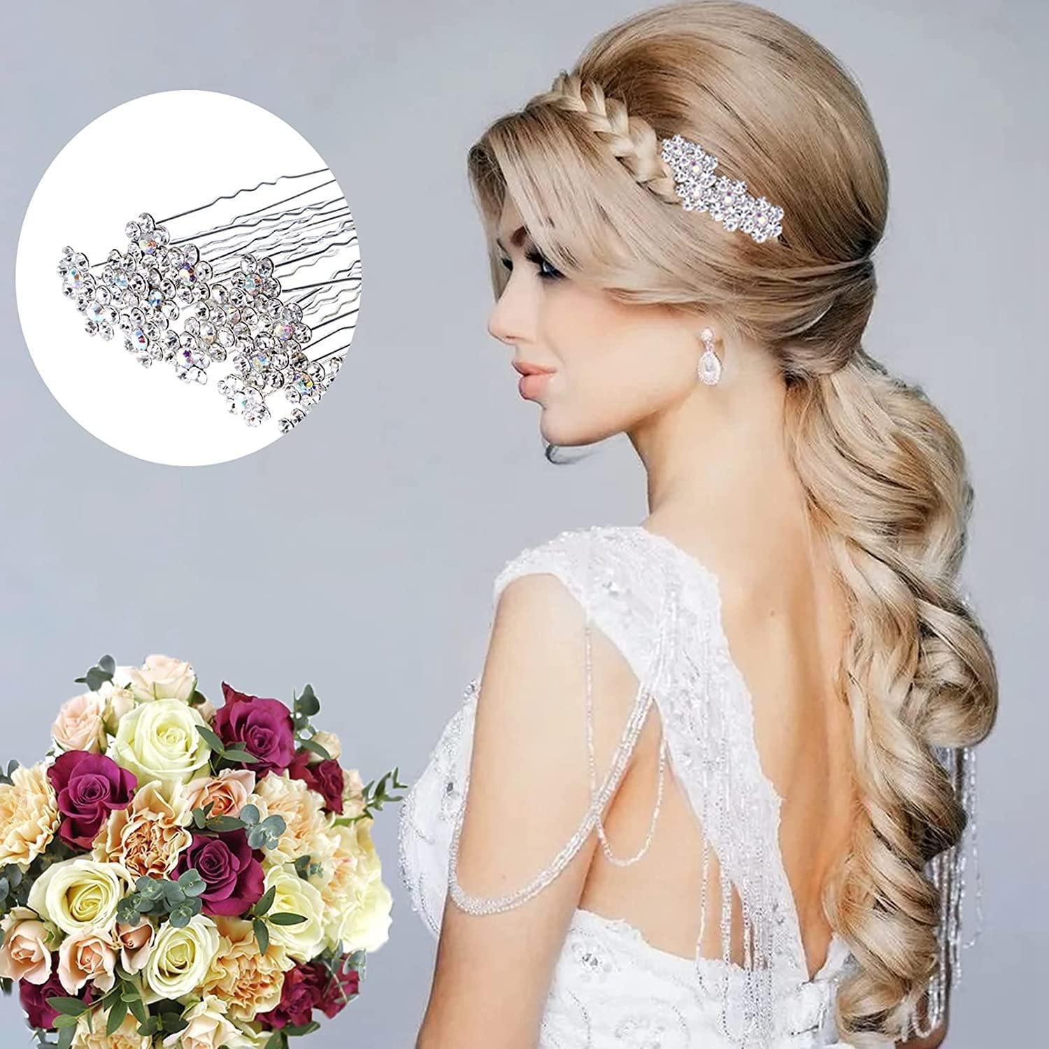 Belicia 40Pcs Sparkling Crystal Rhinestone Bridal Hair Pins - Wedding Hair Accessories for Brides, Bridesmaids & Prom - Perfect for Updos, Half-Up Styles & Special Occasions