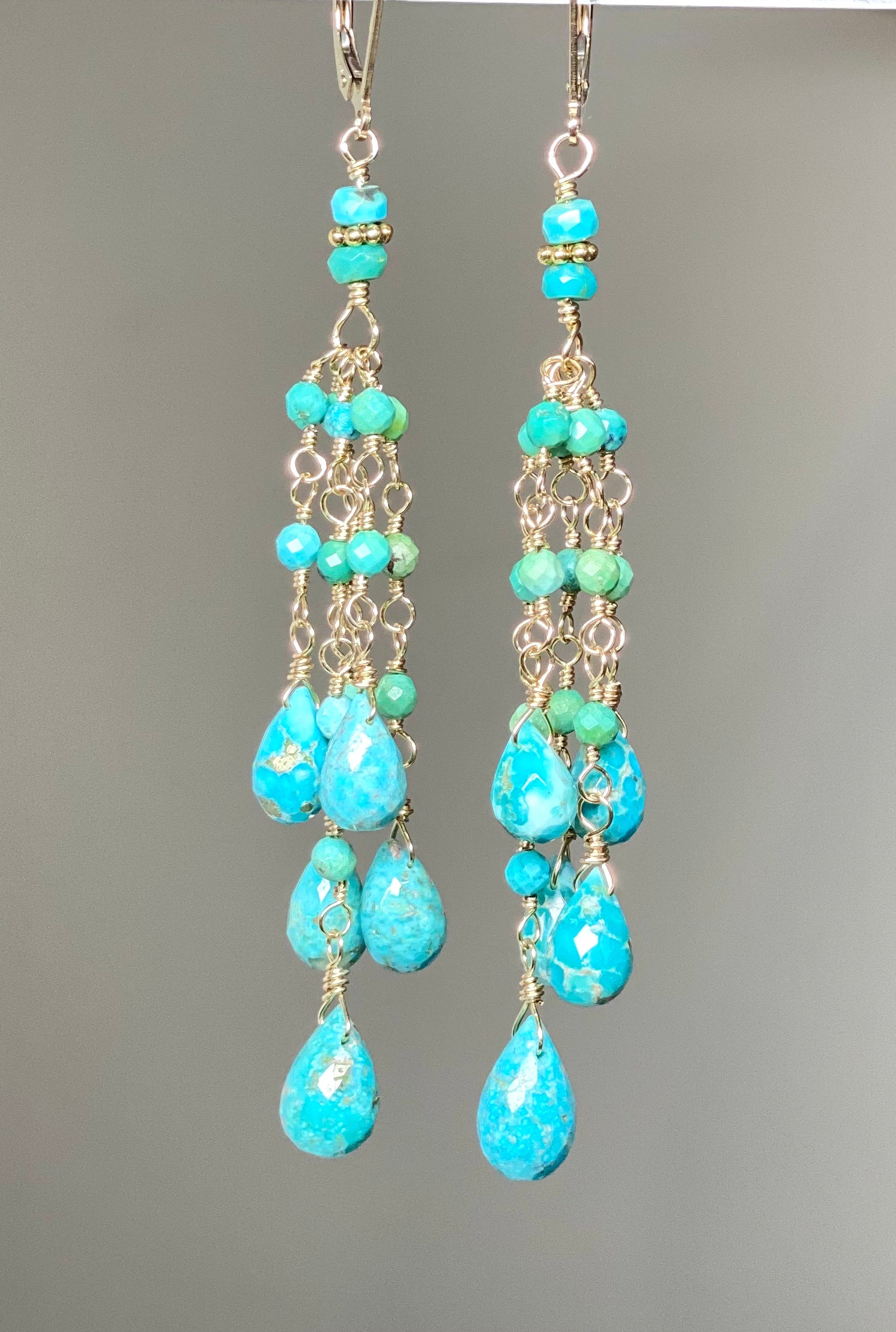 Turquoise Tassel Earrings - Gold Long Boho Dangle Earrings for Women | Handmade Statement Jewelry for Parties, Weddings & Everyday Wear