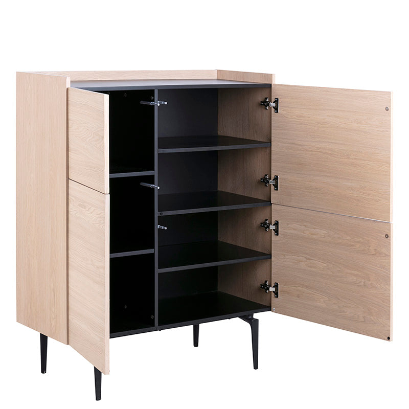 BROGAN 100cm Tall Sideboard Buffet Cabinet - Natural Wood Finish for Dining Room, Living Room & Entryway Storage