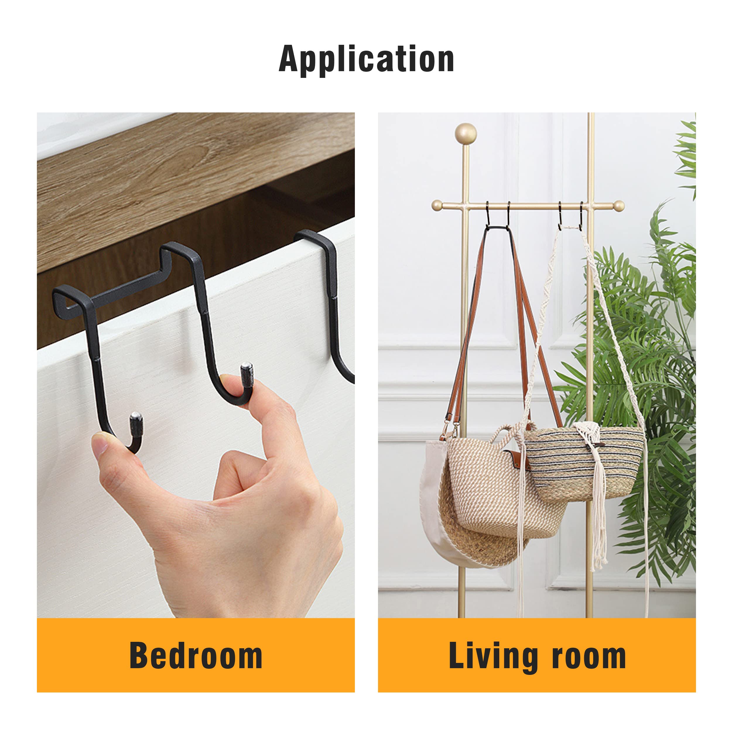 4PCS Over The Door Hooks - Heavy Duty Steel Purse Organizer, Scarf & Belt Hanger for Closet, Bathroom, Kitchen - Space Saving Door Hanger for Wreaths, Towels & More - Perfect for Home Organization & Storage