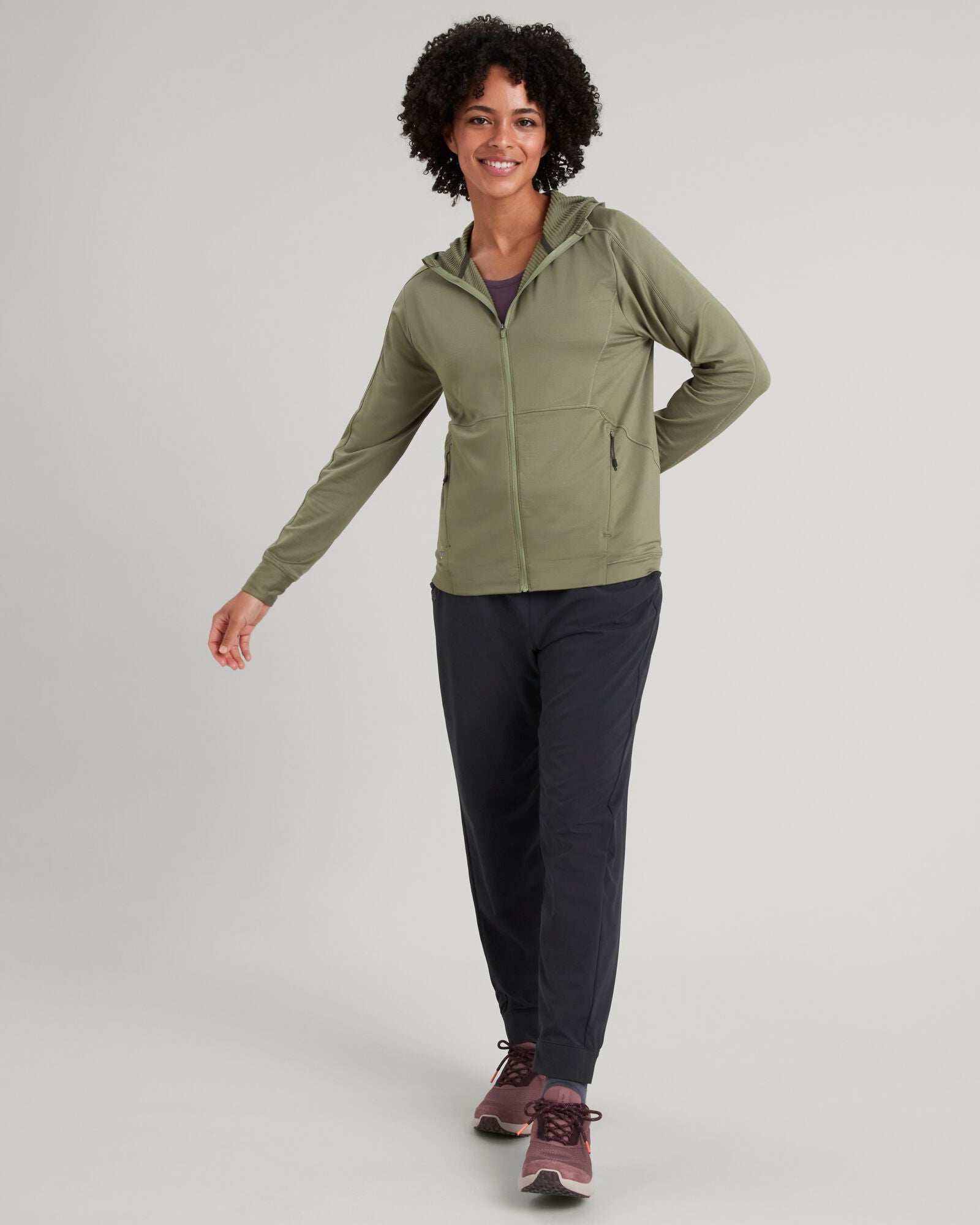 WELL.DER.NESS Women's Fleece Hooded Jacket - Cozy Winter Pullover for Outdoor Activities, Hiking & Casual Wear - Beech Color