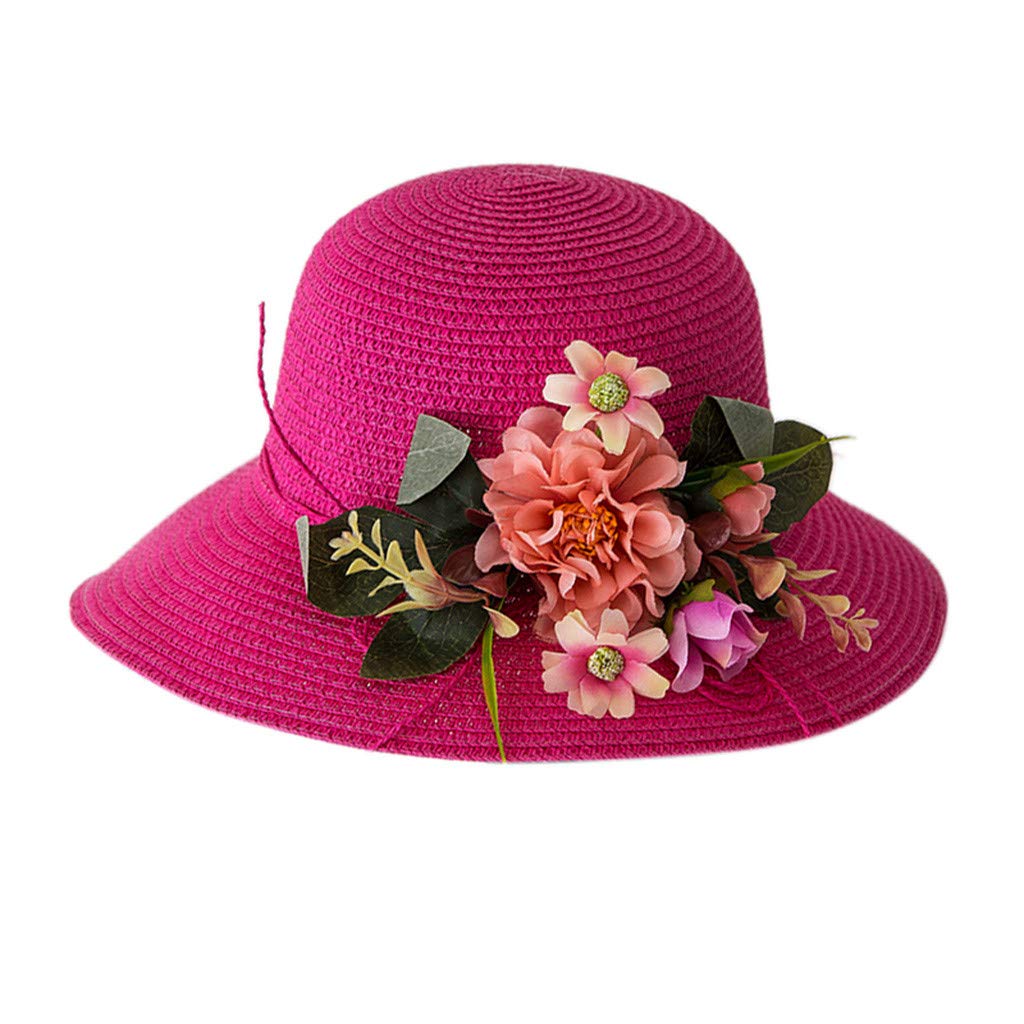 Straw Sun Hat for Girls & Boys - Breathable Summer Kids Hat with Floral Design - Perfect for Beach, Pool, and Outdoor Activities