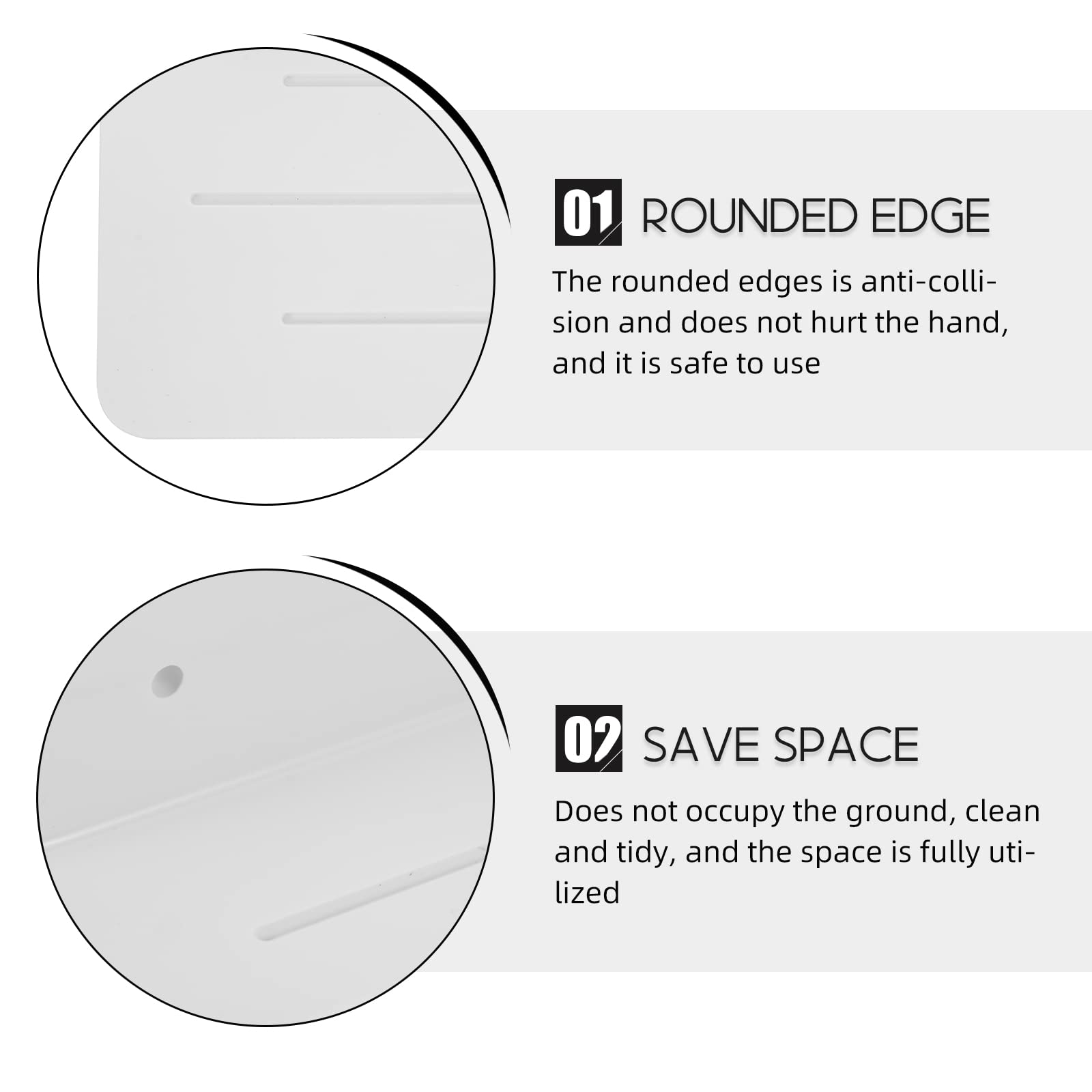 HANABASS Floating Wall Shelves - Stick on Wall Mounted Organizer for Phone, Smart Speaker, Wipes | Bathroom & Kitchen Storage Solution | Space-Saving Shelf for Small Spaces