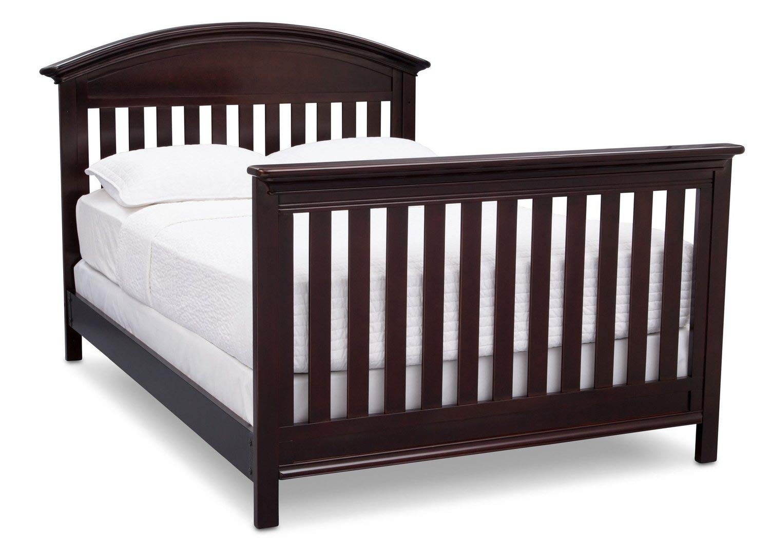 Full-Size Conversion Kit Bed Rails for Serta Aberdeen, Adelaide, Ashland, Banbury, Barrett, Bethpage, Fairmont, Fall River, Fernwood & Mid-Century Modern 4-in-1 Cribs - Dark Chocolate - Safe Toddler to Twin Bed Transition for Nursery & Kids Room