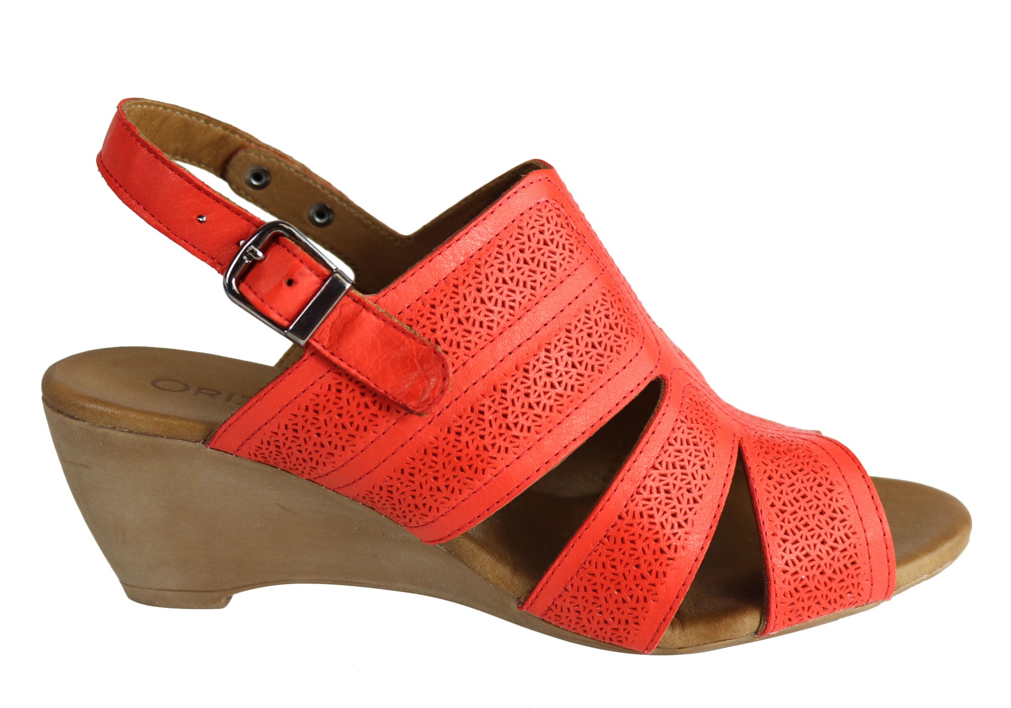 Orizonte Pinta Women's European Leather Comfortable Wedge Sandals - Stylish & Supportive for Summer, Beach, and Casual Outings
