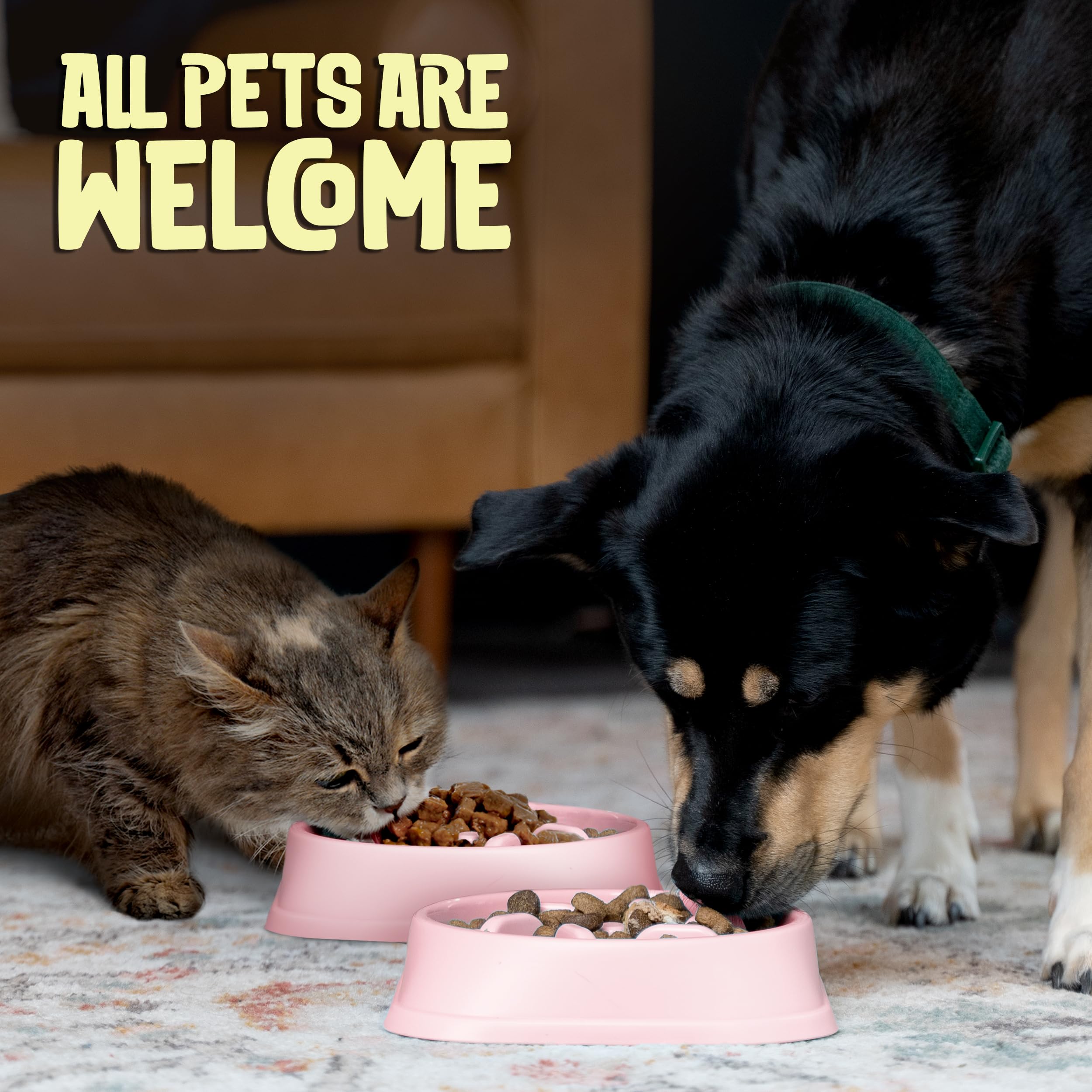 Slow Feeder Dog Bowl for Small & Medium Dogs - Anti-Choke & Anti-Bloat Design - Blush Pink Pet Food Dish - Perfect for Fast Eaters & Digestive Health - Great for Mealtime Enrichment & Portion Control