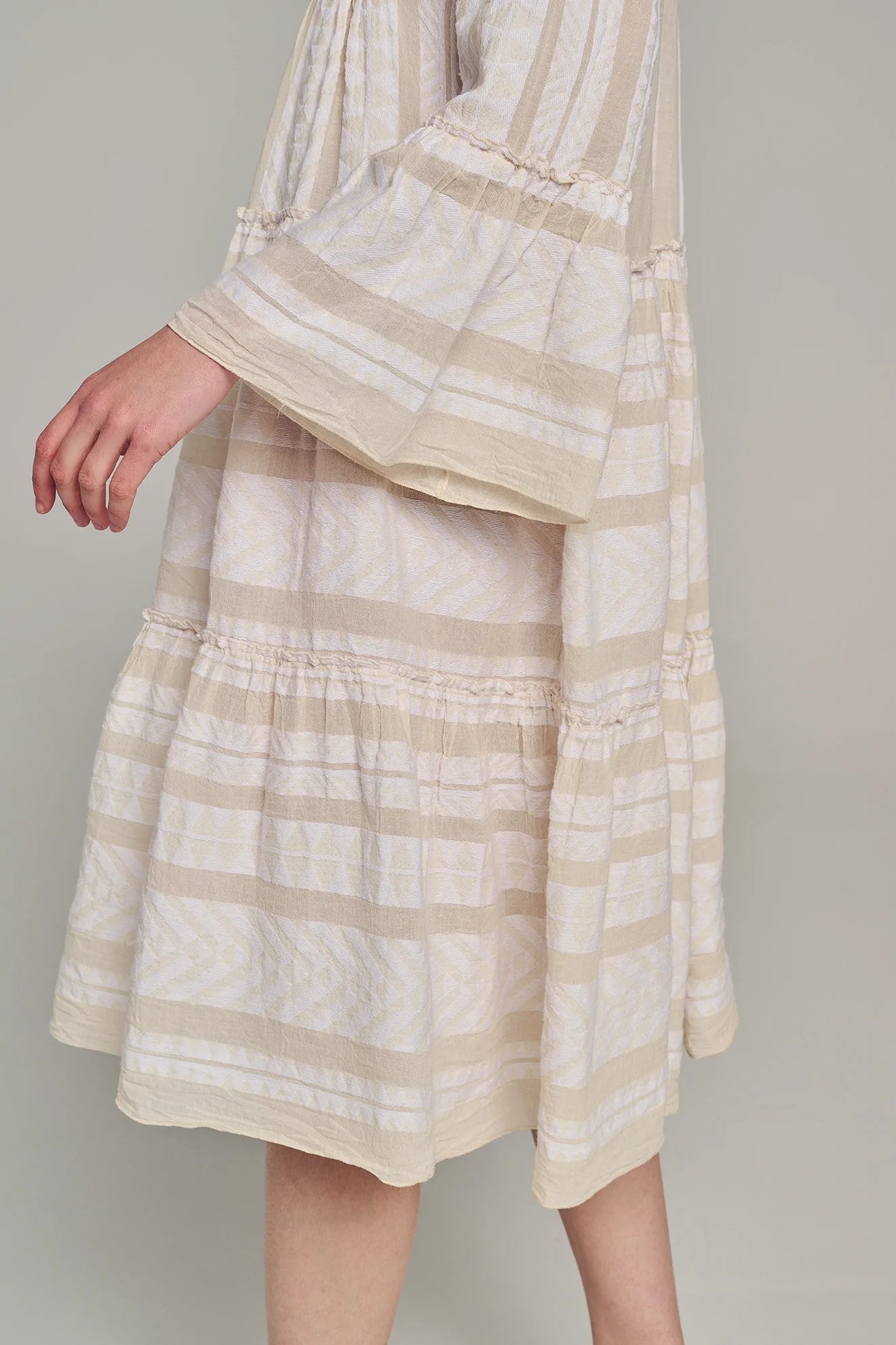 Ella Midi Dress in Ecru - Elegant Flowy Summer Dress for Women | Perfect for Weddings, Parties & Casual Outings