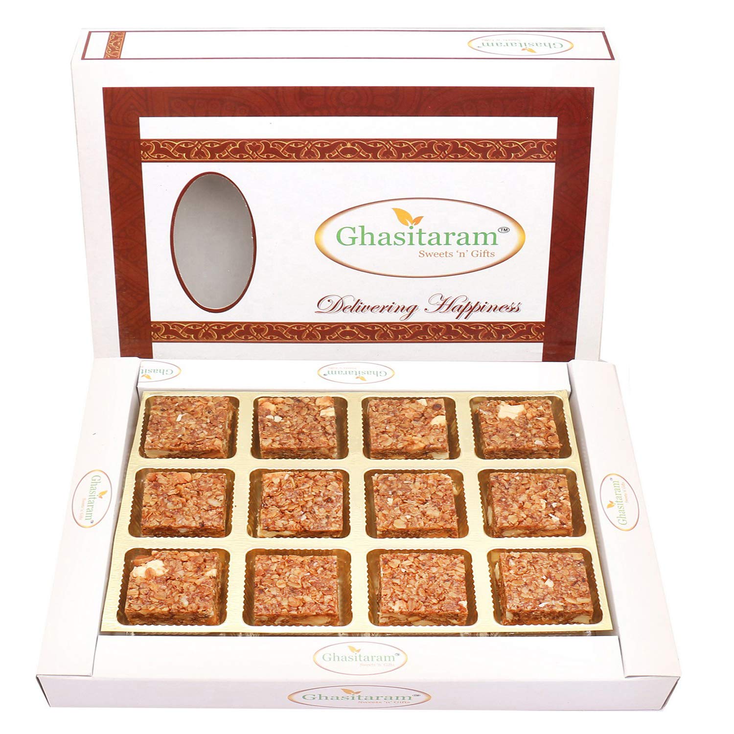 Premium Indian Sweets Gift Box - 12pcs Diwali Granola Bites | Authentic Ghasitaram Mithai | Festive Gift for Diwali, Holi & Special Occasions | Perfect for Corporate Gifting & Family Celebrations