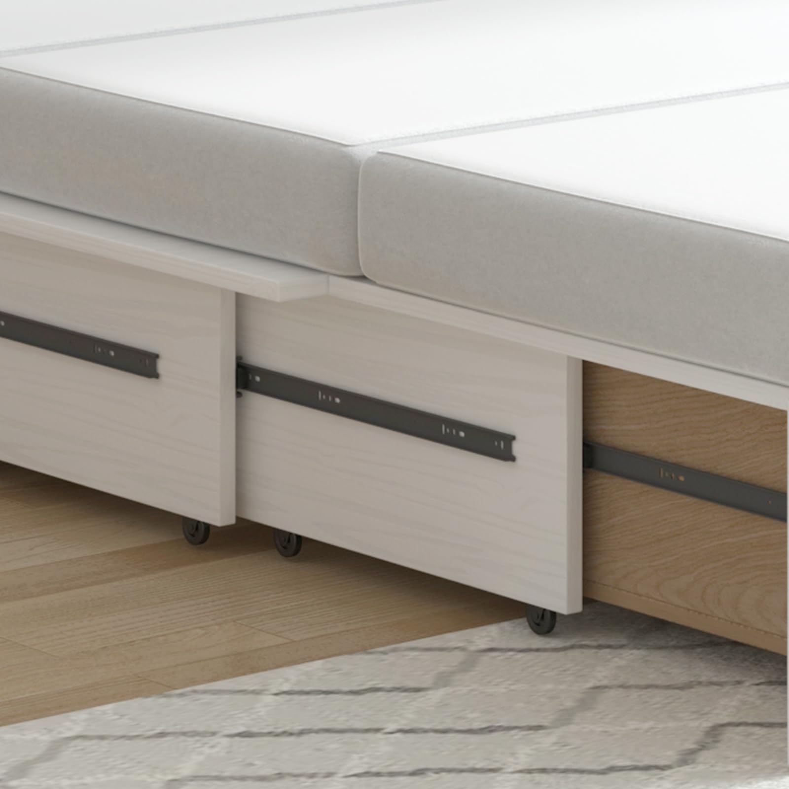 ijuicy Murphy Bed - Queen Size Wall Bed with Foldable Memory Foam Mattress, USB Charging Ports & 2 Large Storage Drawers | Space-Saving Cabinet Bed for Small Apartments, Guest Rooms & Home Offices (White)