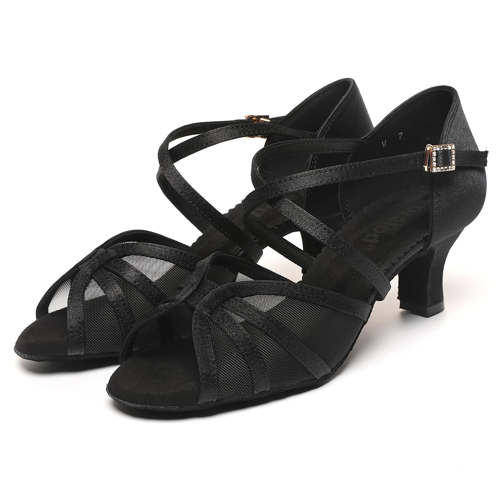 Latin Dance Shoes for Women - Mesh & Satin Ballroom Shoes with Low Heels | Perfect for Salsa, Bachata, Tango & Prom Dancing | Comfortable Performance & Practice Shoes