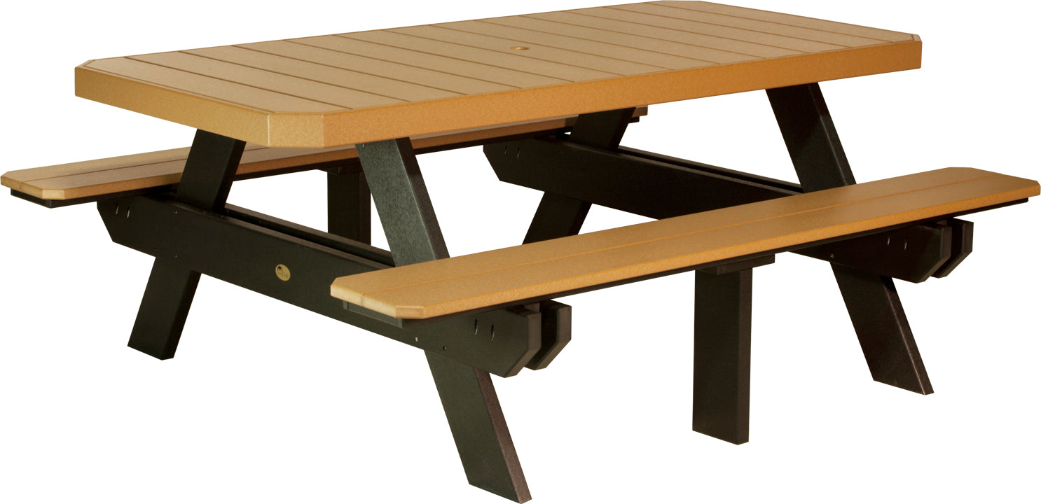LuxCraft 6-Foot Rectangular Picnic Table - Outdoor Dining & Backyard Furniture for Patio, Garden, and Park Gatherings