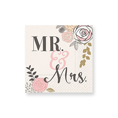 Premium Mr. and Mrs. Wedding Beverage Napkins - Elegant Cocktail Party, Bridal Shower & Anniversary Celebration Paper Napkins (50 Count)