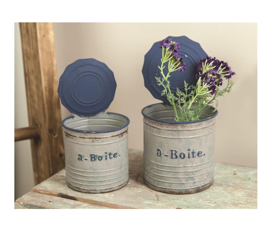 Set of 2 Vintage Blue Metal Can Decor - Rustic Industrial Wall Decor for Home, Office & Cafe | Perfect for Farmhouse, Loft & Bar Decorations
