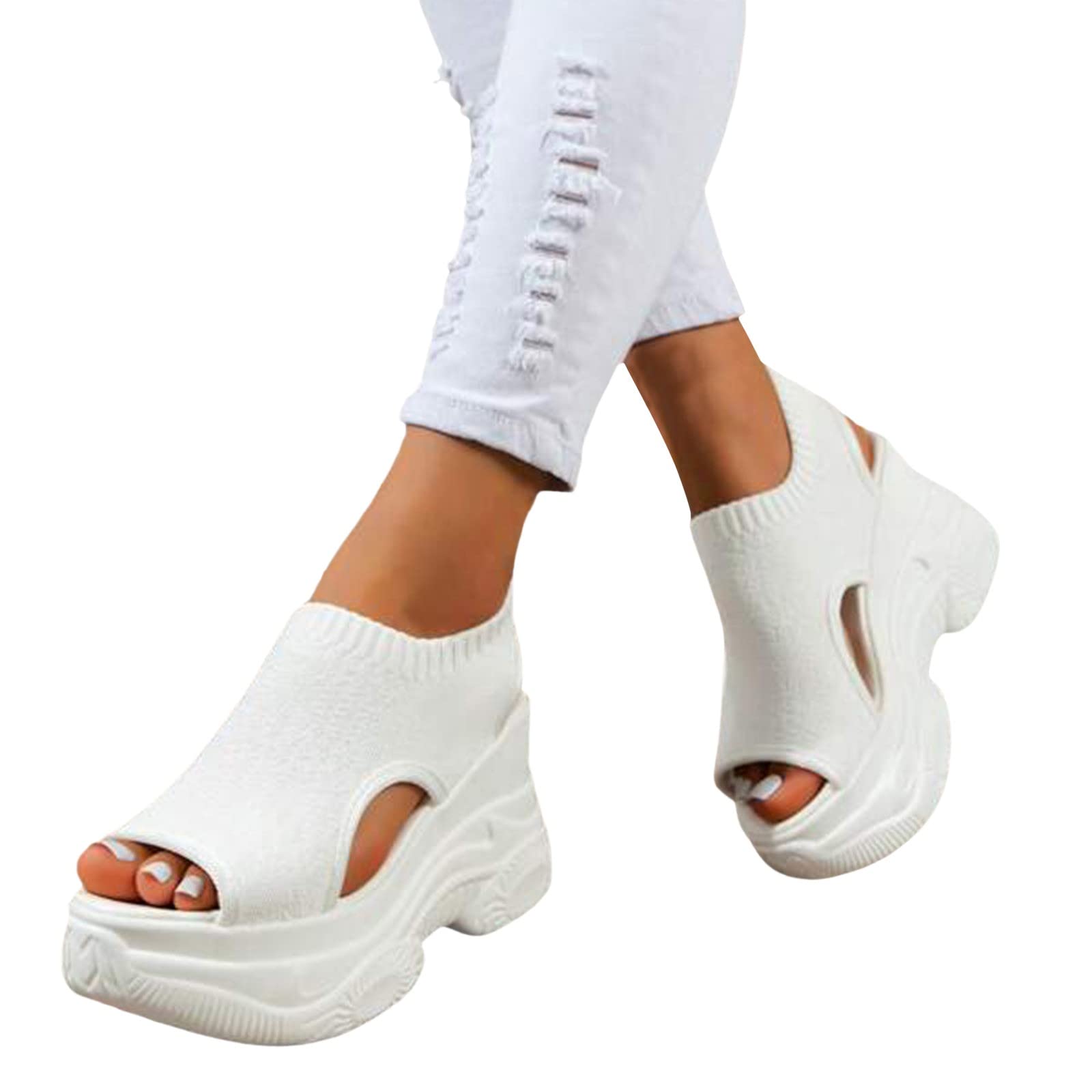 Women's Orthopedic Wedge Sandals - Open Toe Ankle Strap Platform Sandals for Summer | Comfortable Casual Strappy Slip-On Beach Shoes for Walking, Travel & Outdoor Activities