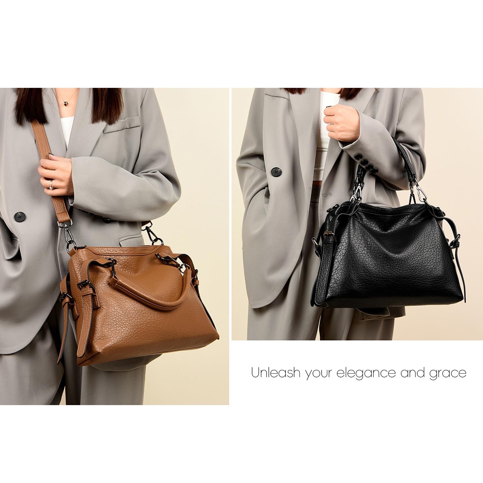 Stylish Large Hobo Bag for Women - PU Leather Crossbody Tote Shoulder Bag with Top Handle - Perfect for Work, Travel & Everyday Use