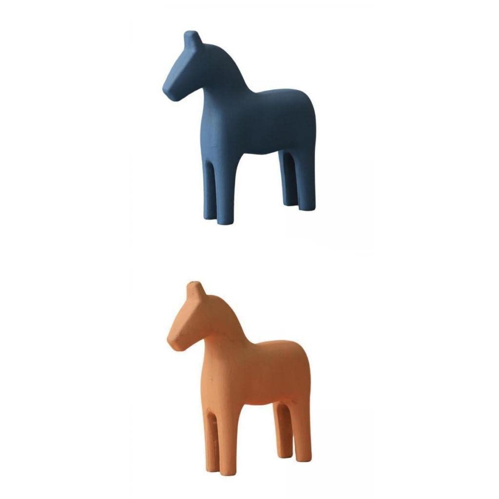 FAKEME 2X Small Wooden Horse Statue - Handcrafted Modern Home Decor for Living Room, Coffee Table, Bookshelf & Office Desk | Perfect Gift for Housewarming, Birthday & Wedding
