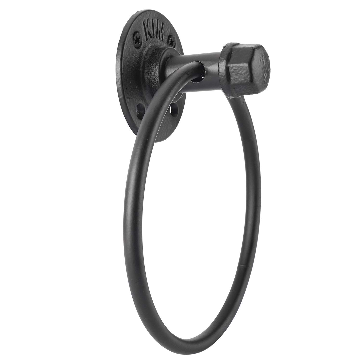 Black Metal Wall Mounted Towel Ring - Farmhouse Style for Bathroom & Kitchen