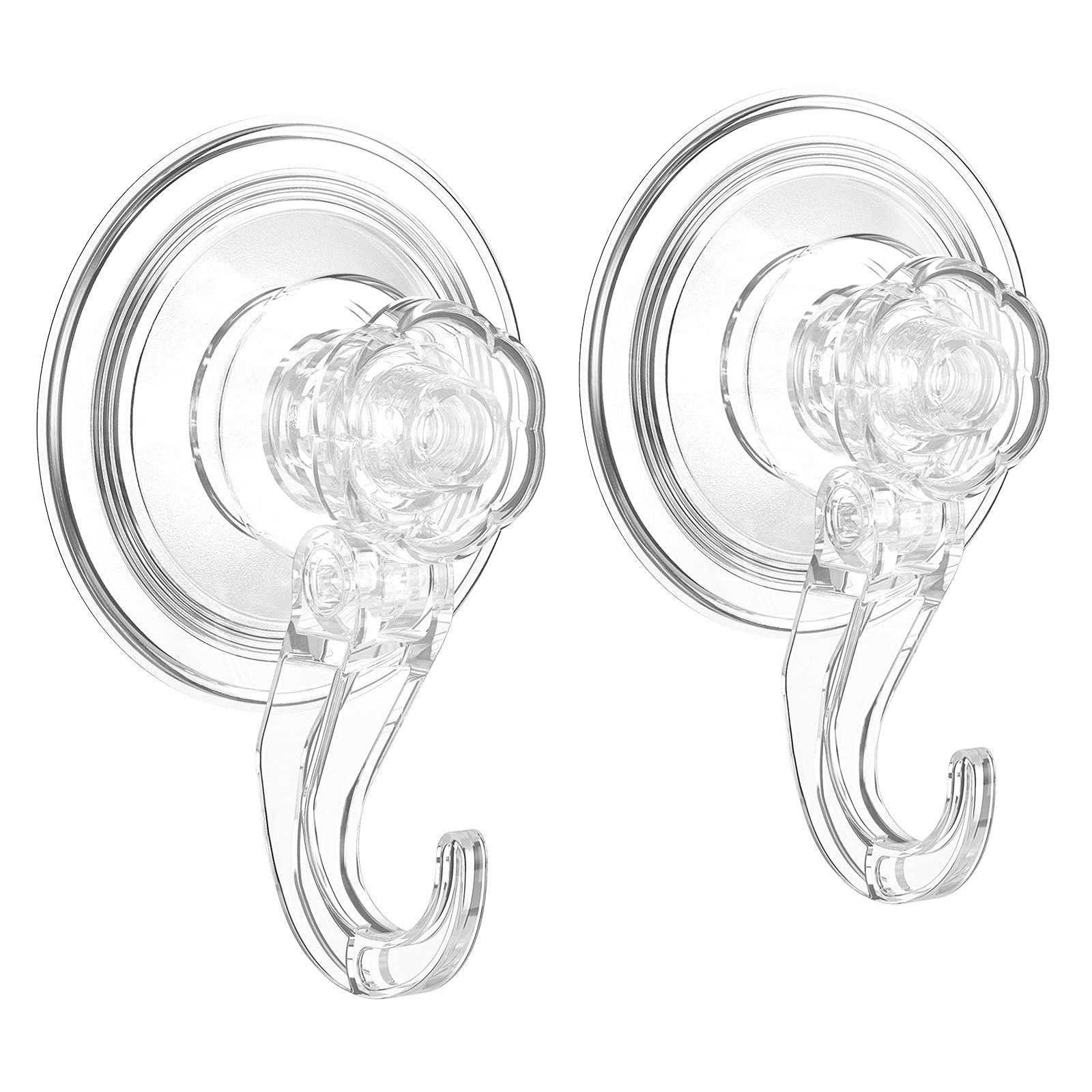 Quntis Heavy Duty Suction Cup Hooks - 2 Pack Clear Nano Adhesive Hooks for Shower, Bathroom, Kitchen & Glass - No Trace Strong Hold for Towels, Loofahs, Sponges & Christmas Wreaths - Perfect for Home Organization & Holiday Decor