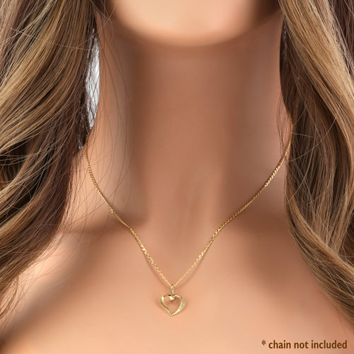 14K Solid Gold Ribbon Heart Diamond Pendant Necklace for Women - Elegant Valentine's Day Gift & Anniversary Jewelry for Her