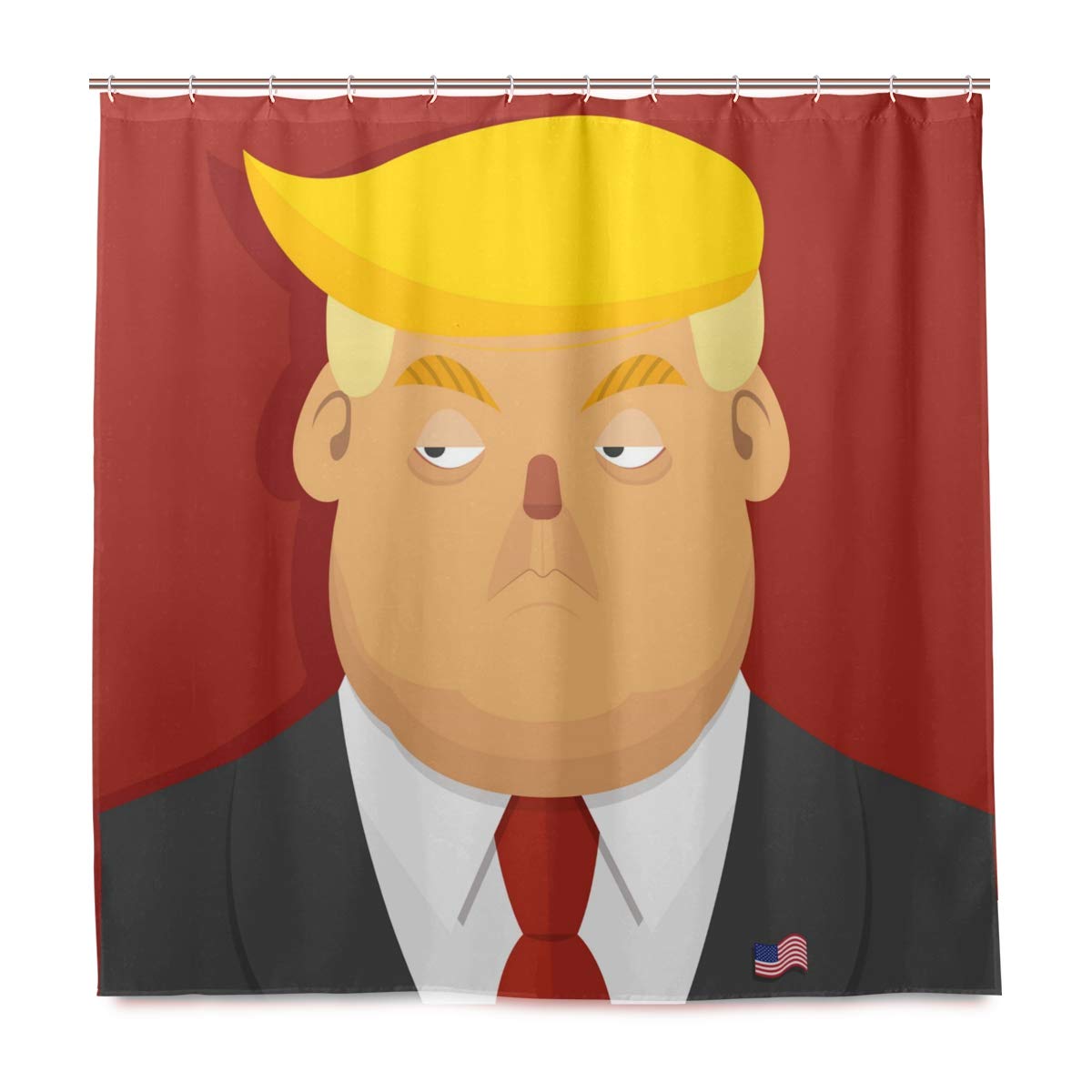 Trump Cartoon Bath Shower Curtain 72x72 Inch - Waterproof Fabric Bathroom Decor with Hooks for Campers, RVs & Home Use | Funny Political Novelty Gift
