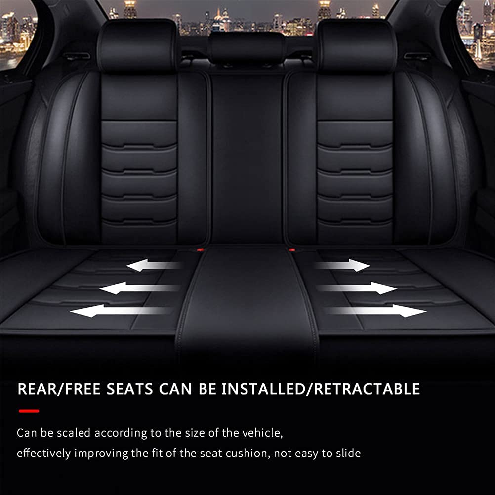 Luxury PU Leather Front & Rear Seat Covers for Cadillac CTS 2003-2019 - Black, Comfortable & Wear-Resistant Car Seat Protectors for Daily Commuting and Road Trips