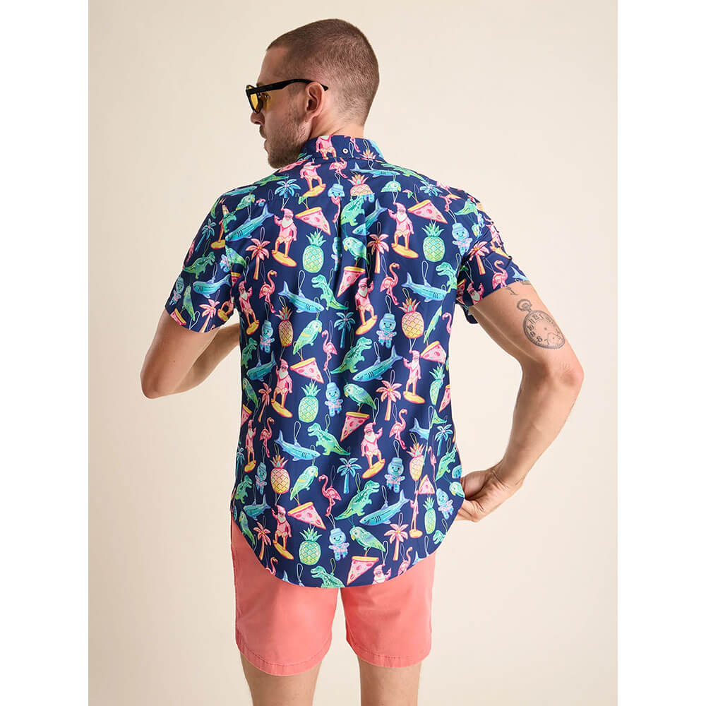 Chubbies The Holidoozy Short Sleeve Sport Shirt for Men - Comfortable & Stylish Casual Button Down Shirt in Navy Blue - Perfect for Beach, Golf, and Summer Outings