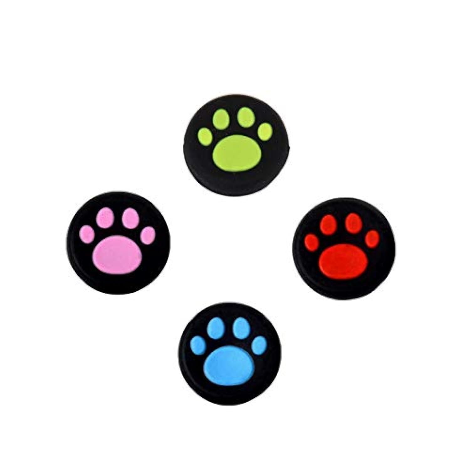 4-Pack Analog Silicone Thumbstick Grips for PS5, PS4, PS3, Xbox One, Xbox 360 & PS2 Controllers - Non-Slip Joystick Caps with Cat & Dog Paw Design - Perfect for Gaming, Streaming & Long Play Sessions