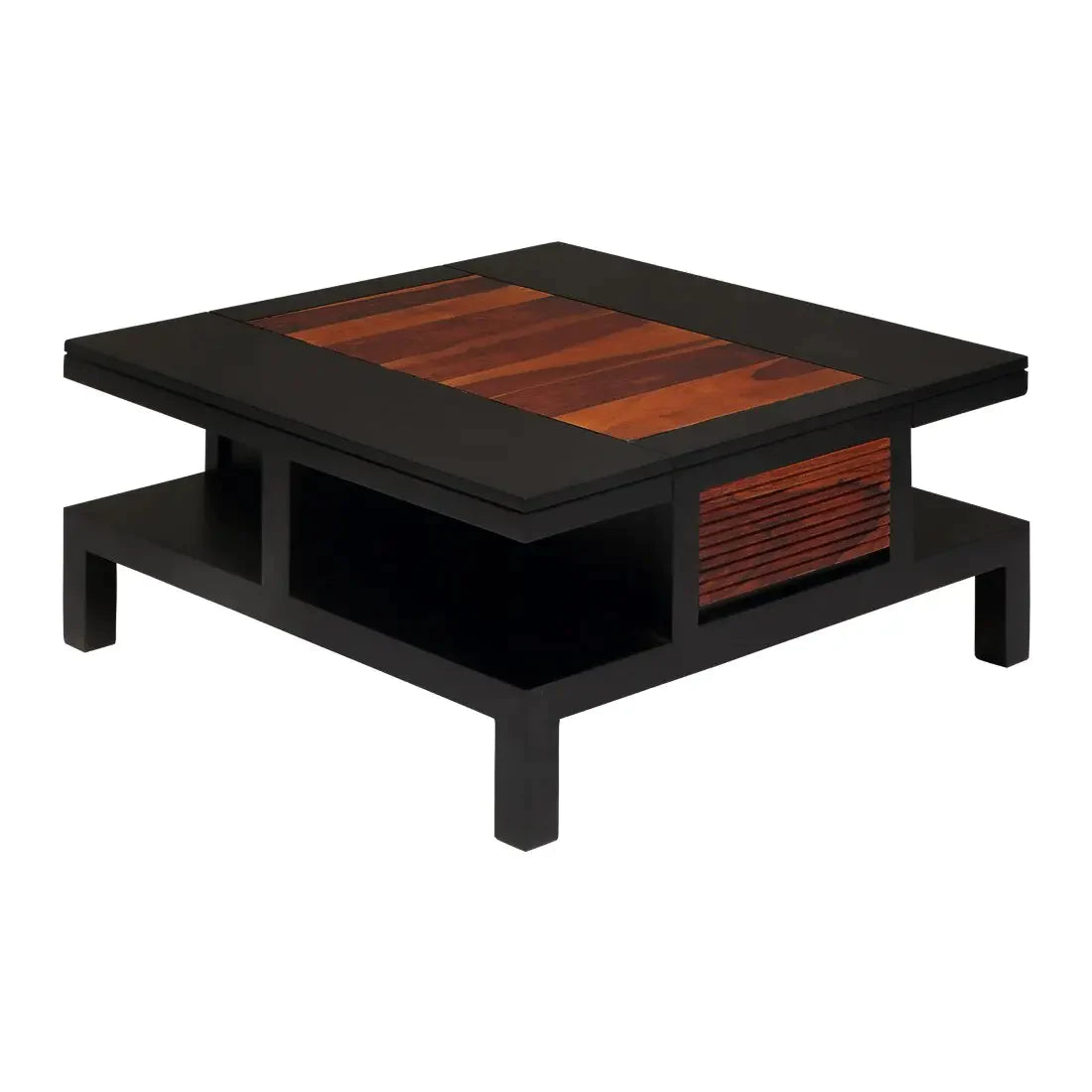 Solid Sheesham Wood Coffee Table with Single Drawer - 86x86x40Cm - Perfect for Living Room, Office, or Lounge Decor