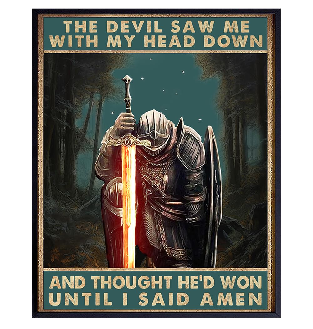 Christian Wall Art for Men - Motivational Quote Poster for Home & Office Decor