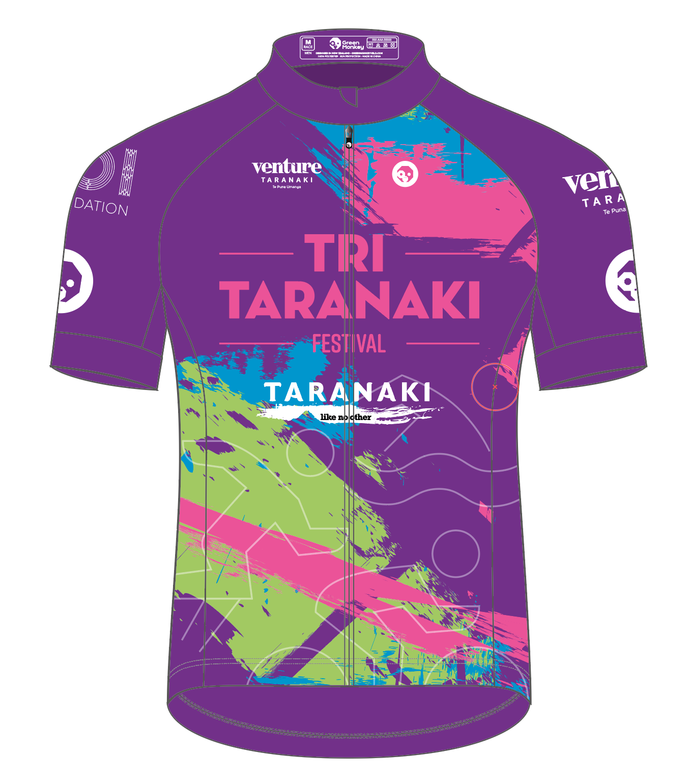 TRI TARANAKI FESTIVAL Purple Cycling Jersey - Breathable & Moisture-Wicking Performance Shirt for Triathlons, Cycling & Running - Perfect for Competitions & Outdoor Sports