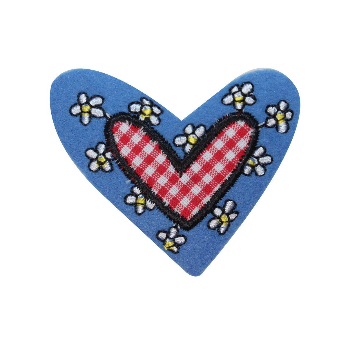 Daisy Covered Heart Patch - Valentine's Day Felt Embroidered Iron-On Applique for DIY Crafts, Clothing & Home Decor